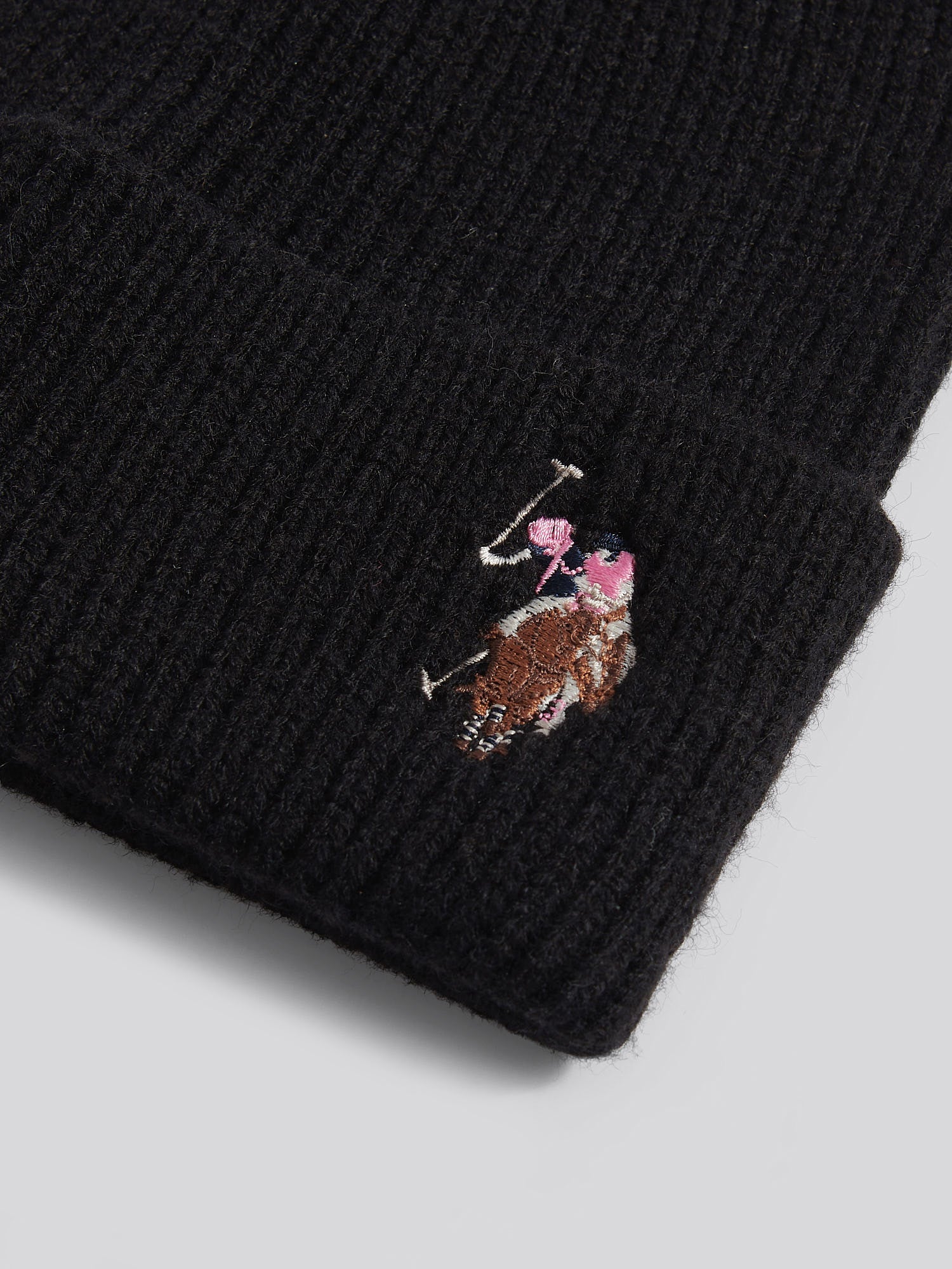 Womens Multicolour Double Horsemen Knit Beanie in Black - Image 7