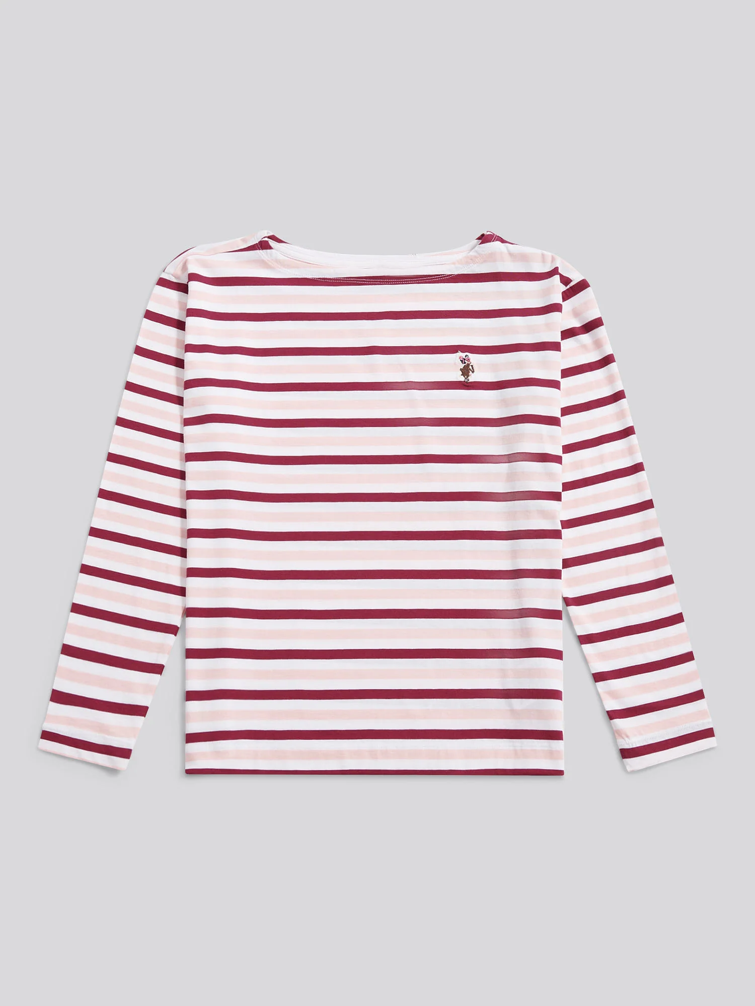 Womens Multicolour Stripe Long Sleeve Boatneck T-Shirt in Bright White - Image 6