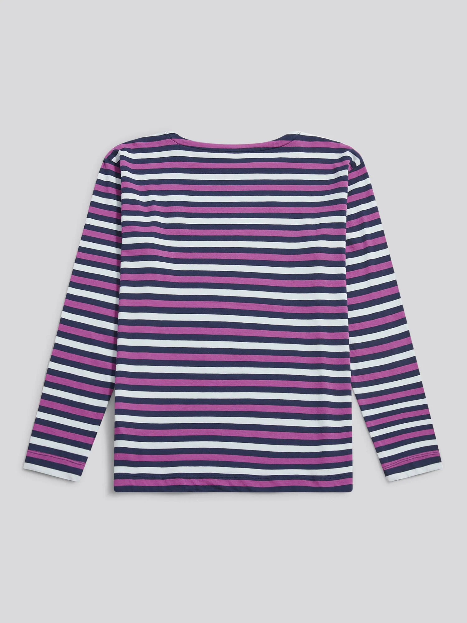 Womens Multicolour Stripe Long Sleeve Boatneck T-Shirt in Navy Iris - Image 6