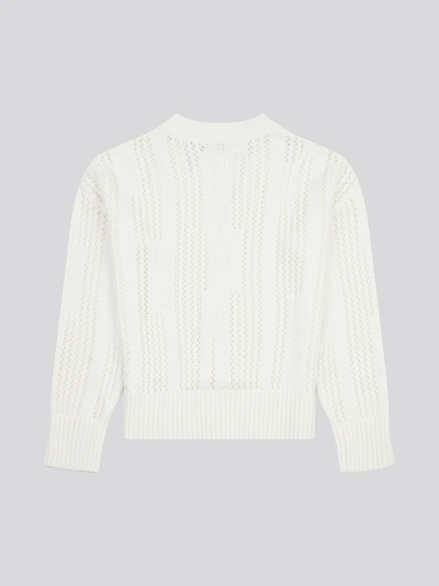 Womens Open Knit Cable Cardigan in Marshmallow - Image 5