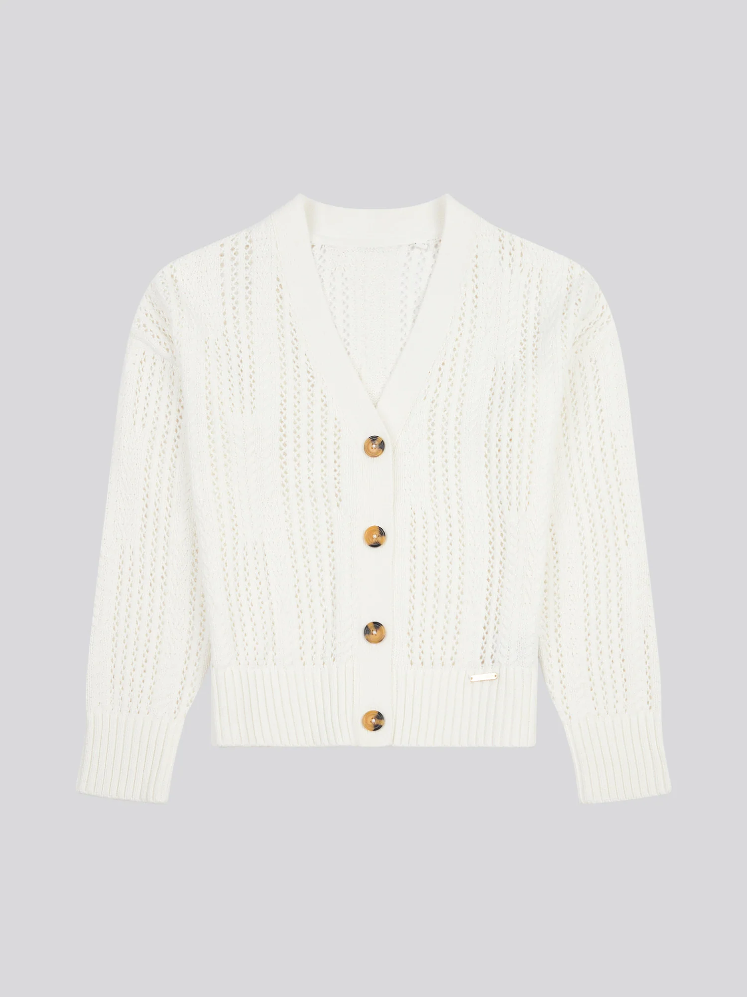Womens Open Knit Cable Cardigan in Marshmallow - Image 7