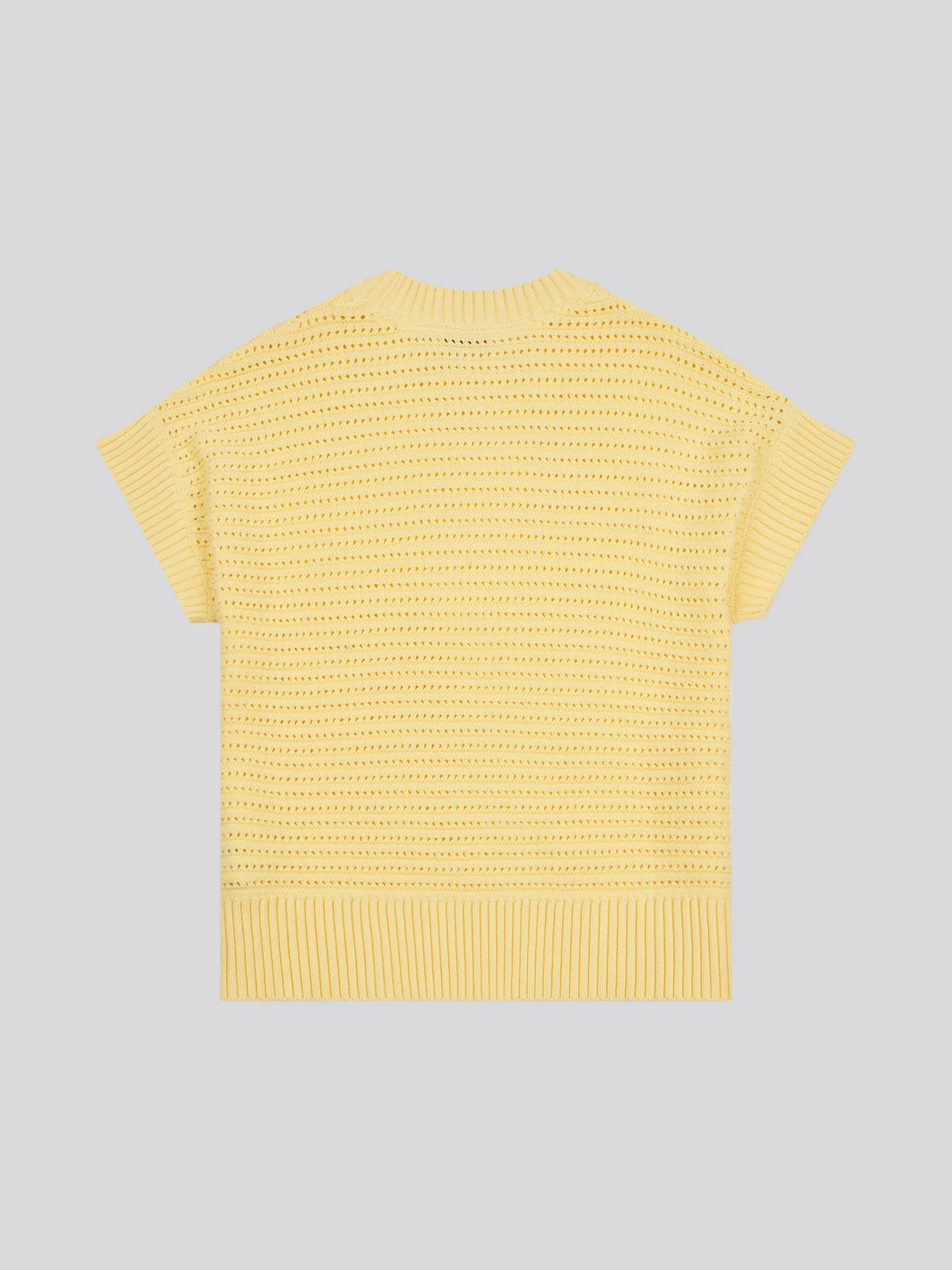 Womens Open Knit Short Sleeve Jumper in Mellow Yellow - Image 6