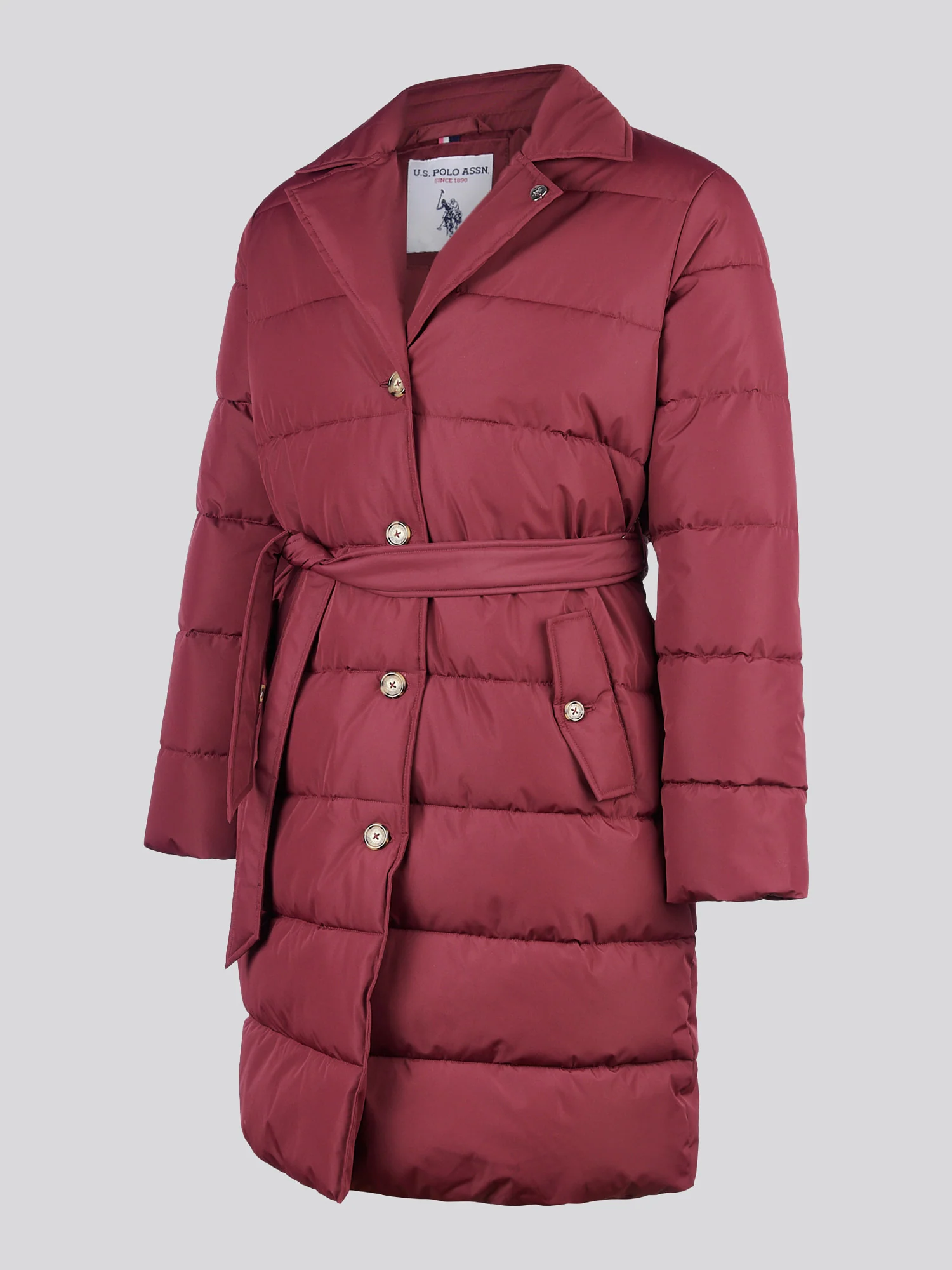 Womens Puffer Trench Coat in Fig - Image 8