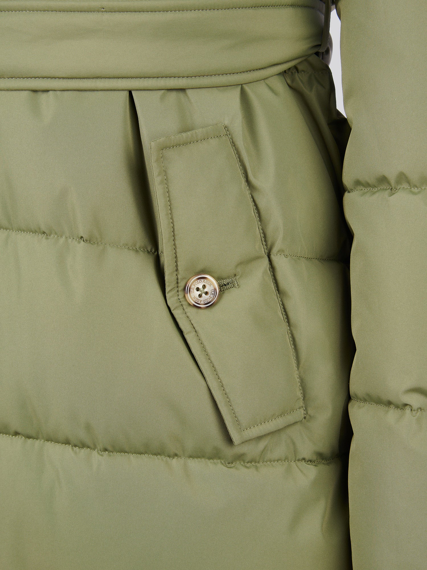Womens Puffer Trench Coat in Kalamata Green - Image 11