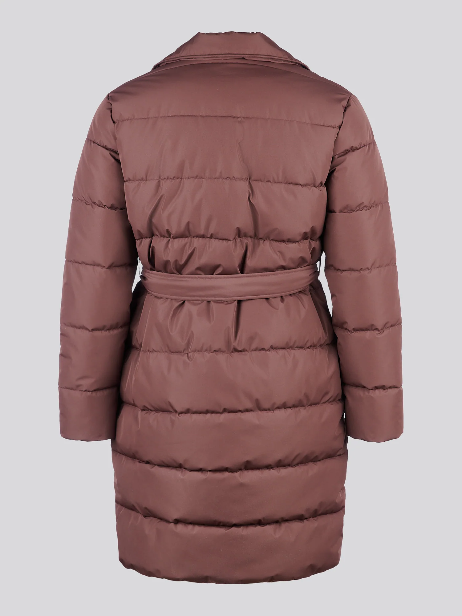 Womens Puffer Trench Coat in Puce - Image 9