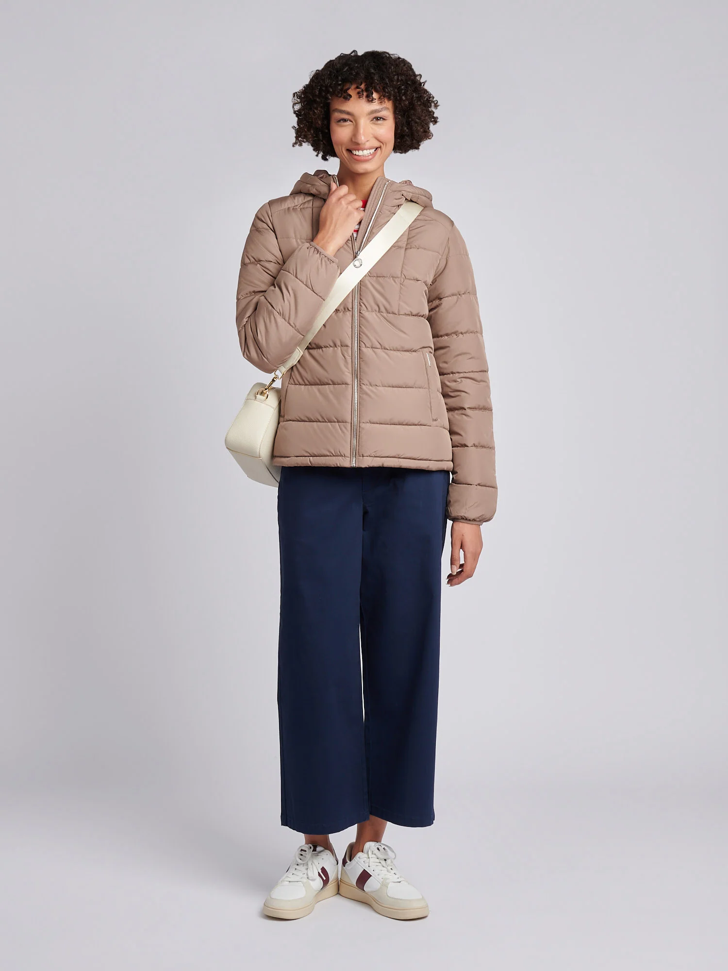 Womens Quilted Hooded Puffer Coat in Leafless Tree - Image 3