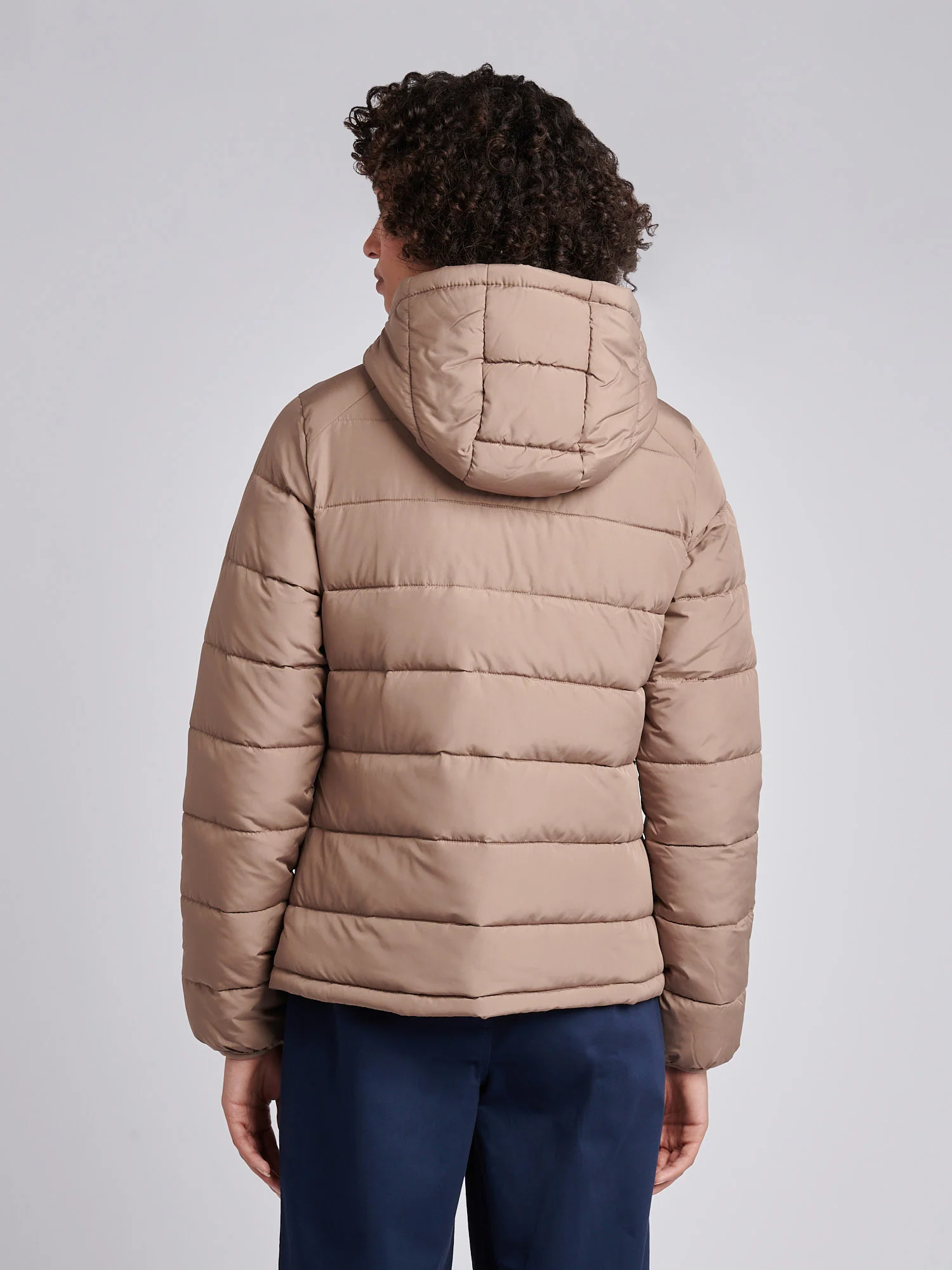 Womens Quilted Hooded Puffer Coat in Leafless Tree - Image 4