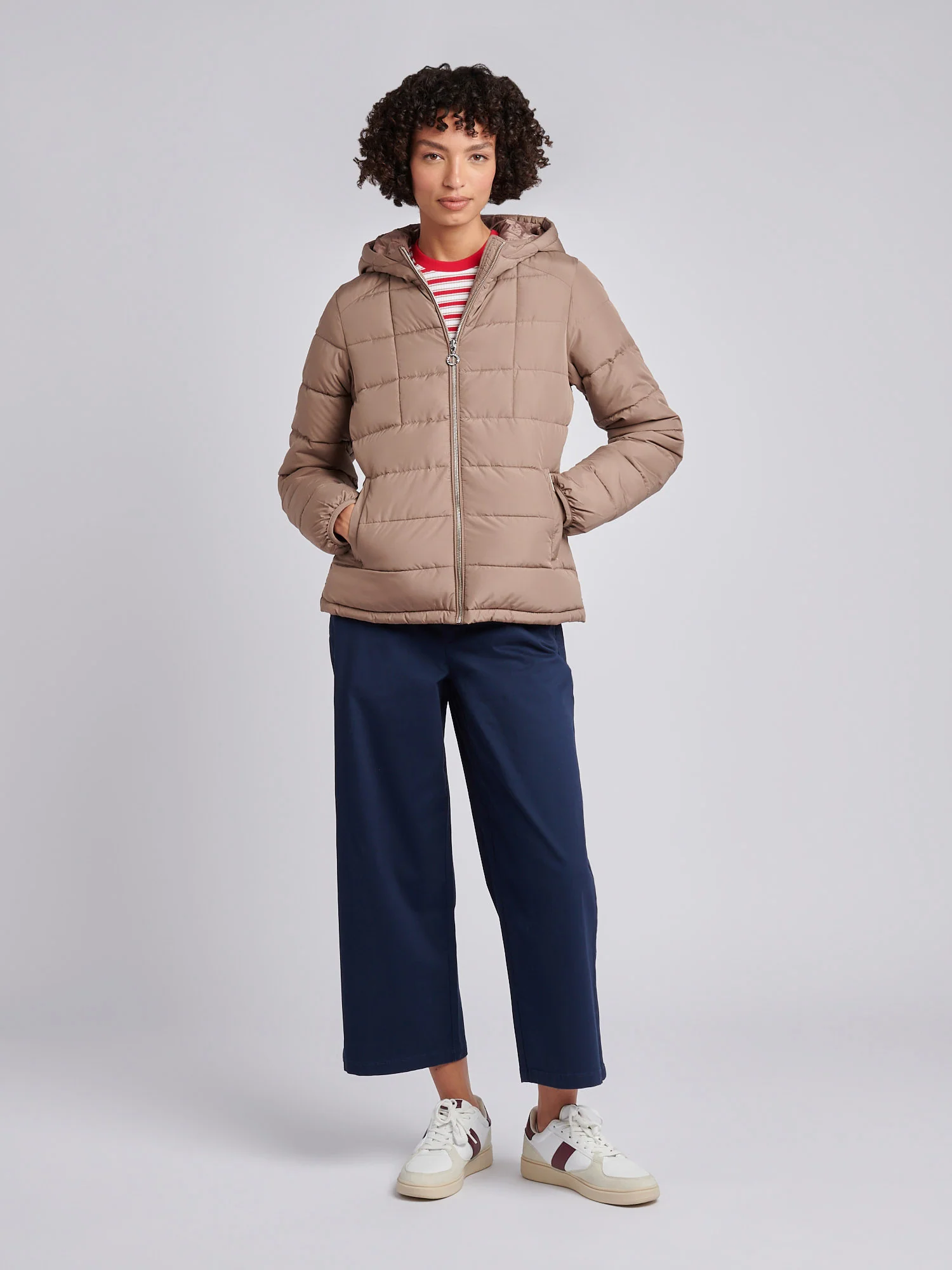Womens Quilted Hooded Puffer Coat in Leafless Tree - Image 5