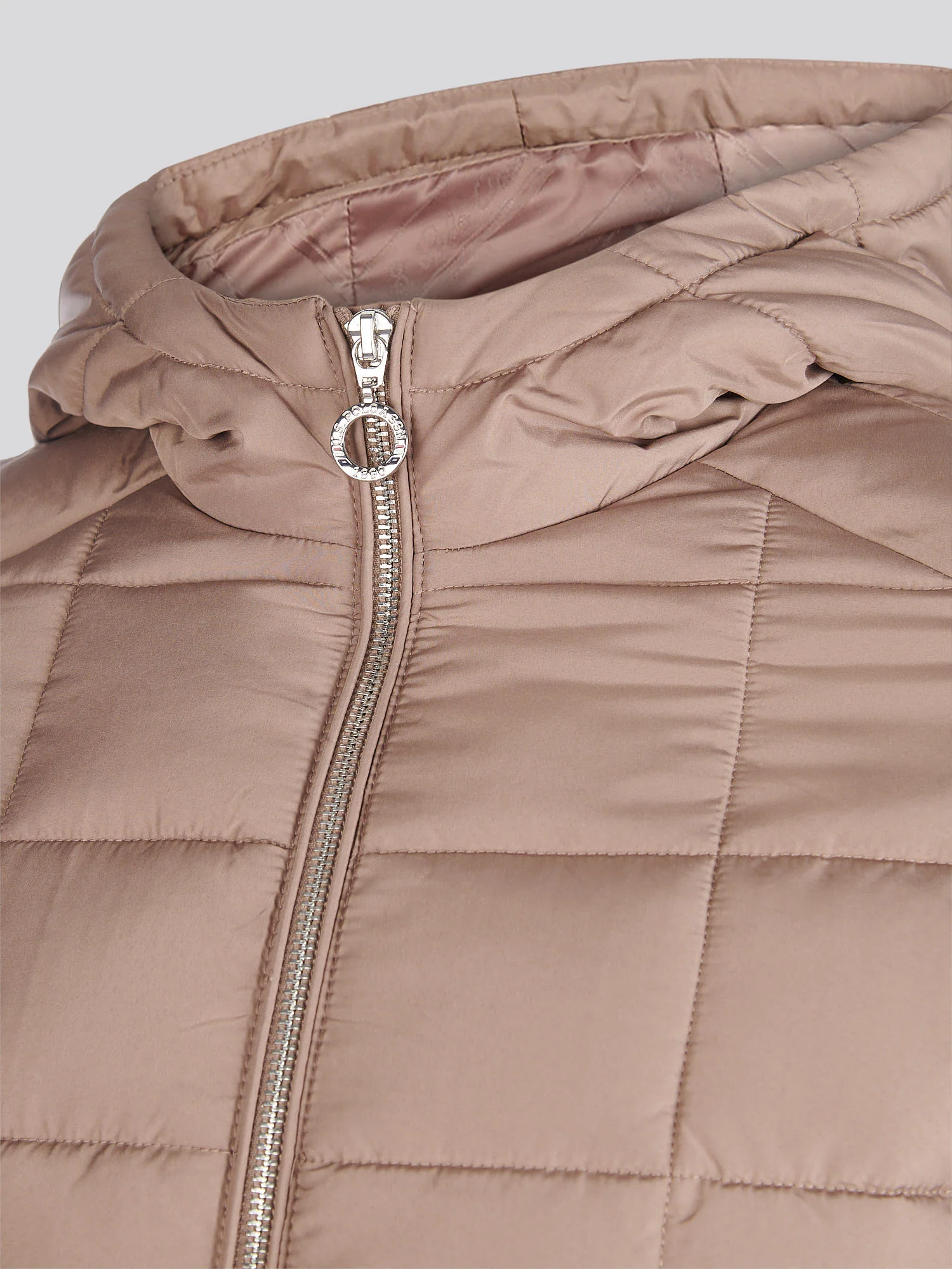 Womens Quilted Hooded Puffer Coat in Leafless Tree - Image 9