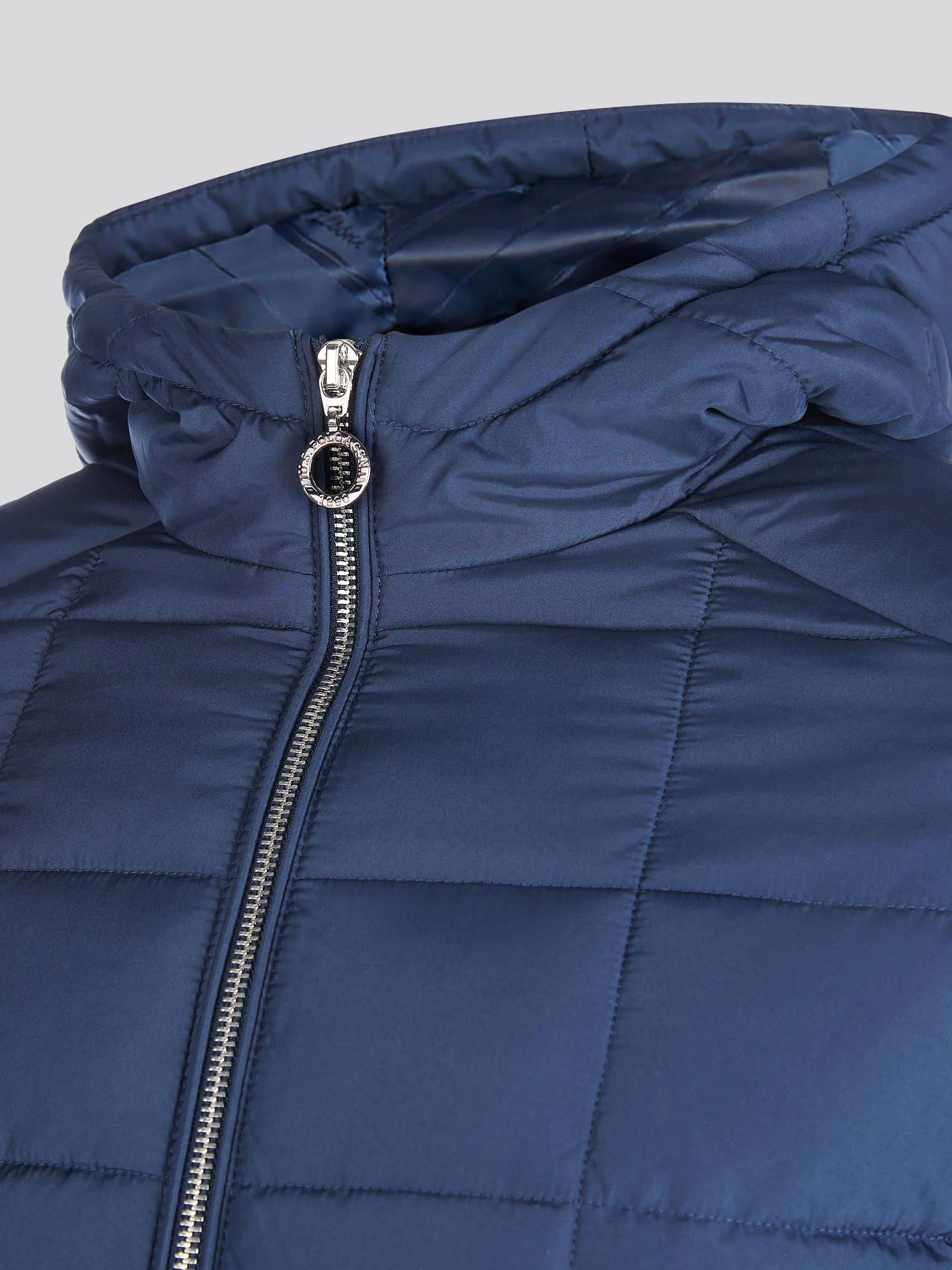 Womens Quilted Hooded Puffer Coat in Navy Iris - Image 13