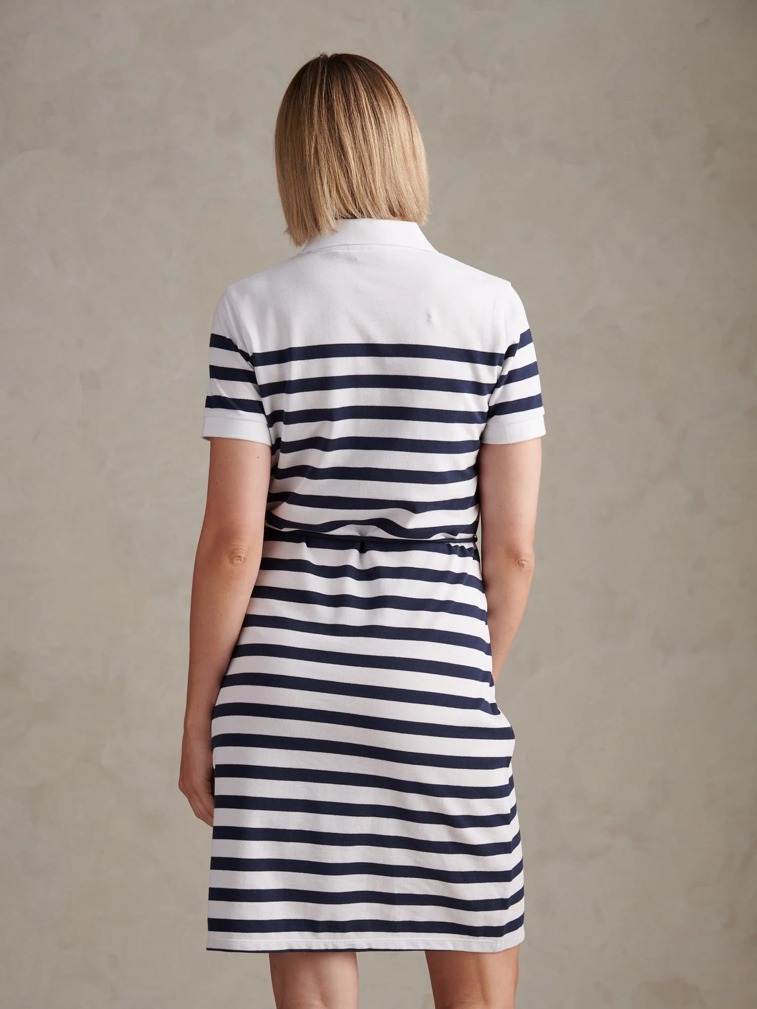 Womens Stripe Relaxed Polo Dress Navy Iris - Image 4