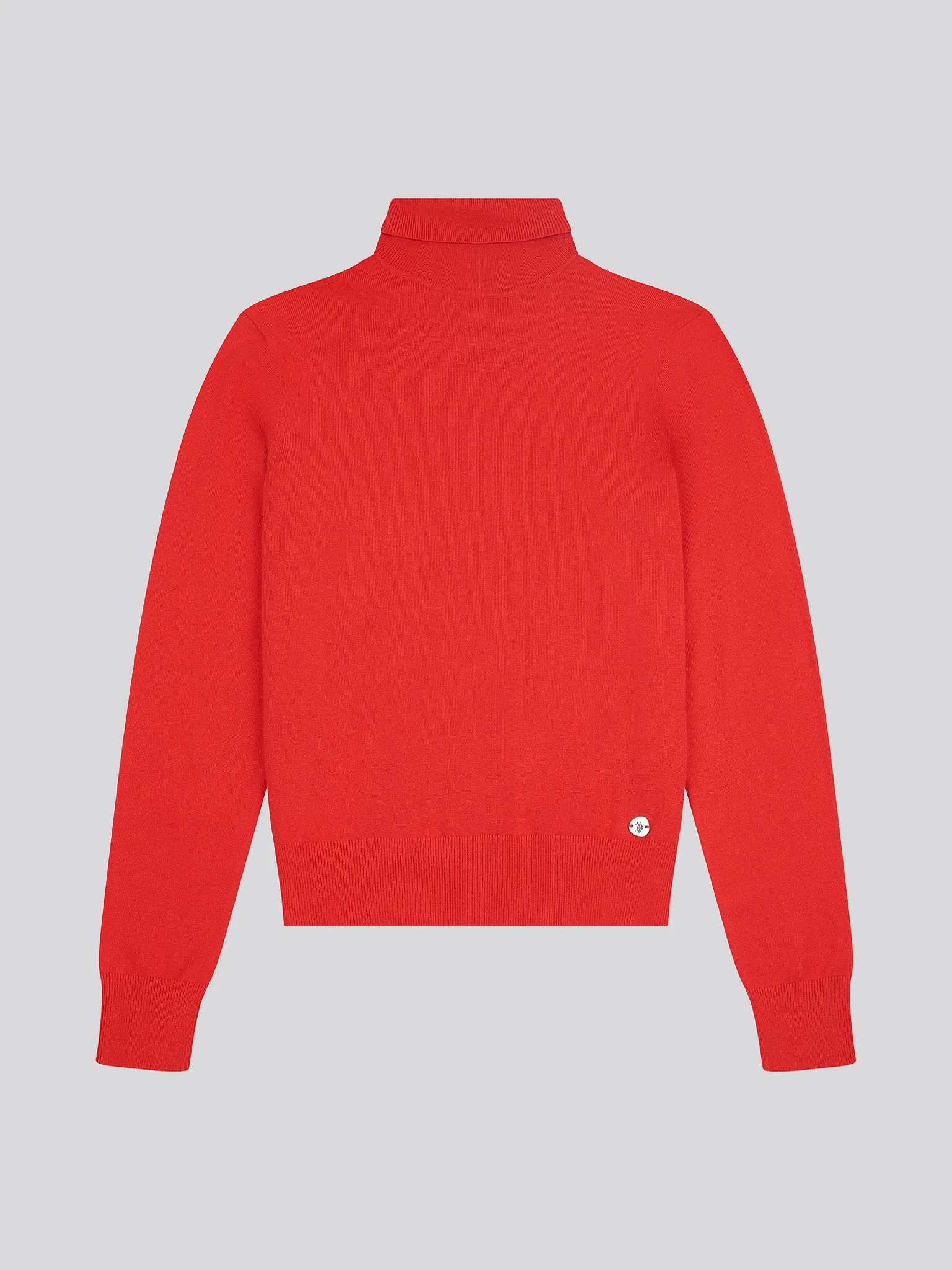 Womens Roll Neck Fine Knit Jumper in Aura Orange - Image 7