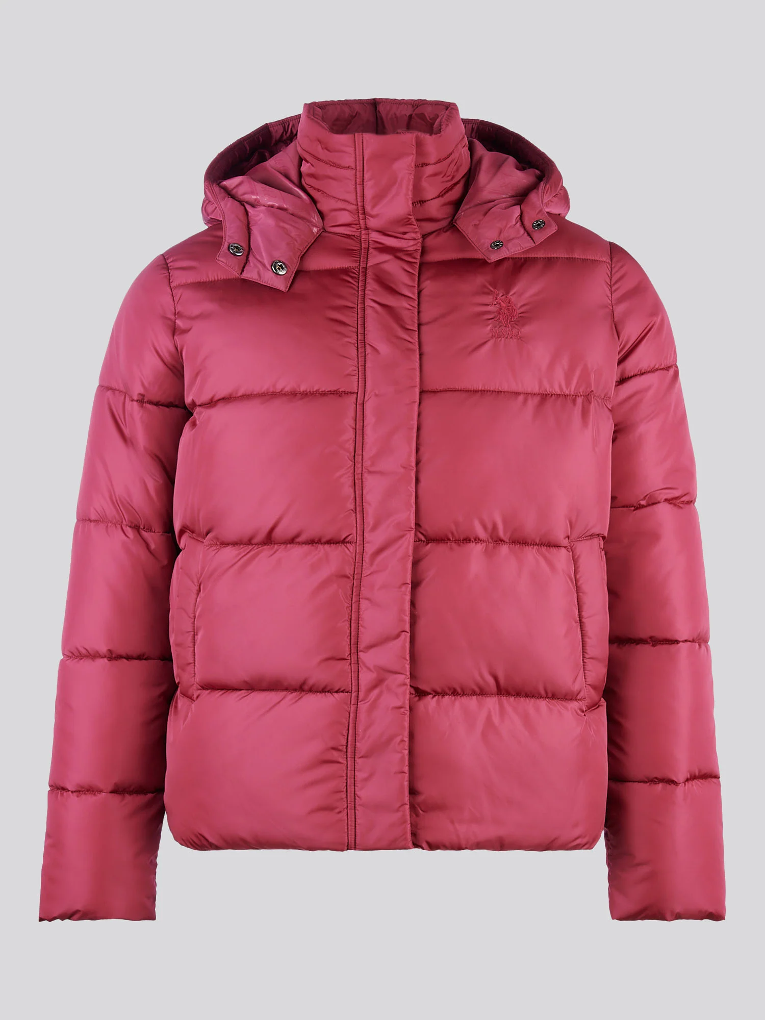 Womens Sateen Puffer Jacket in Beaujolais - Image 7