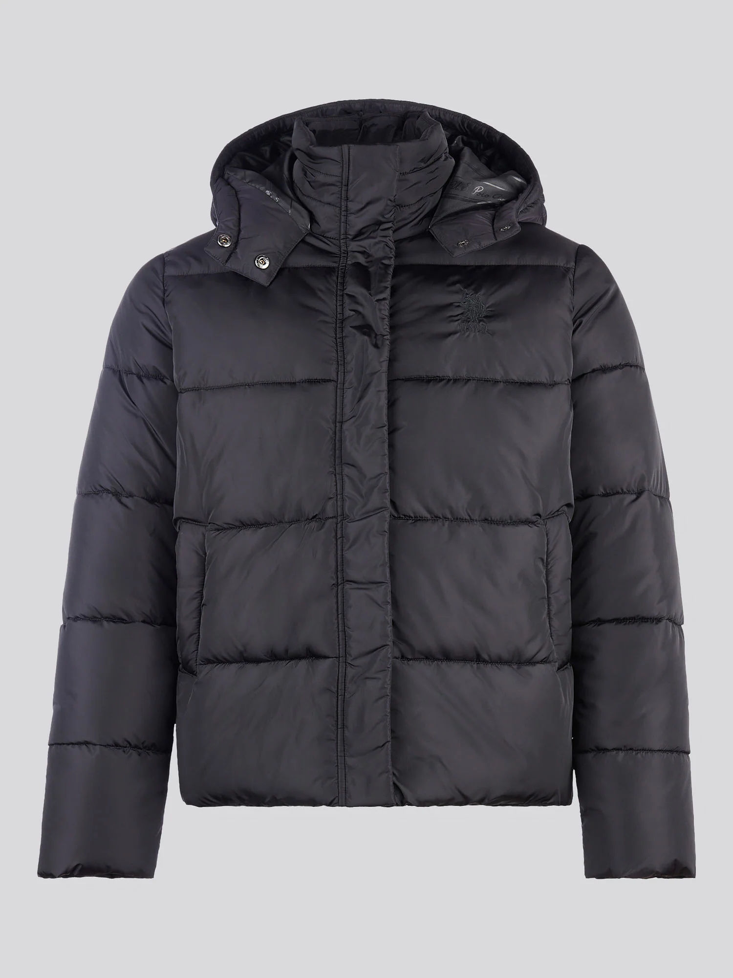 Womens Sateen Puffer Jacket in Black - Image 6