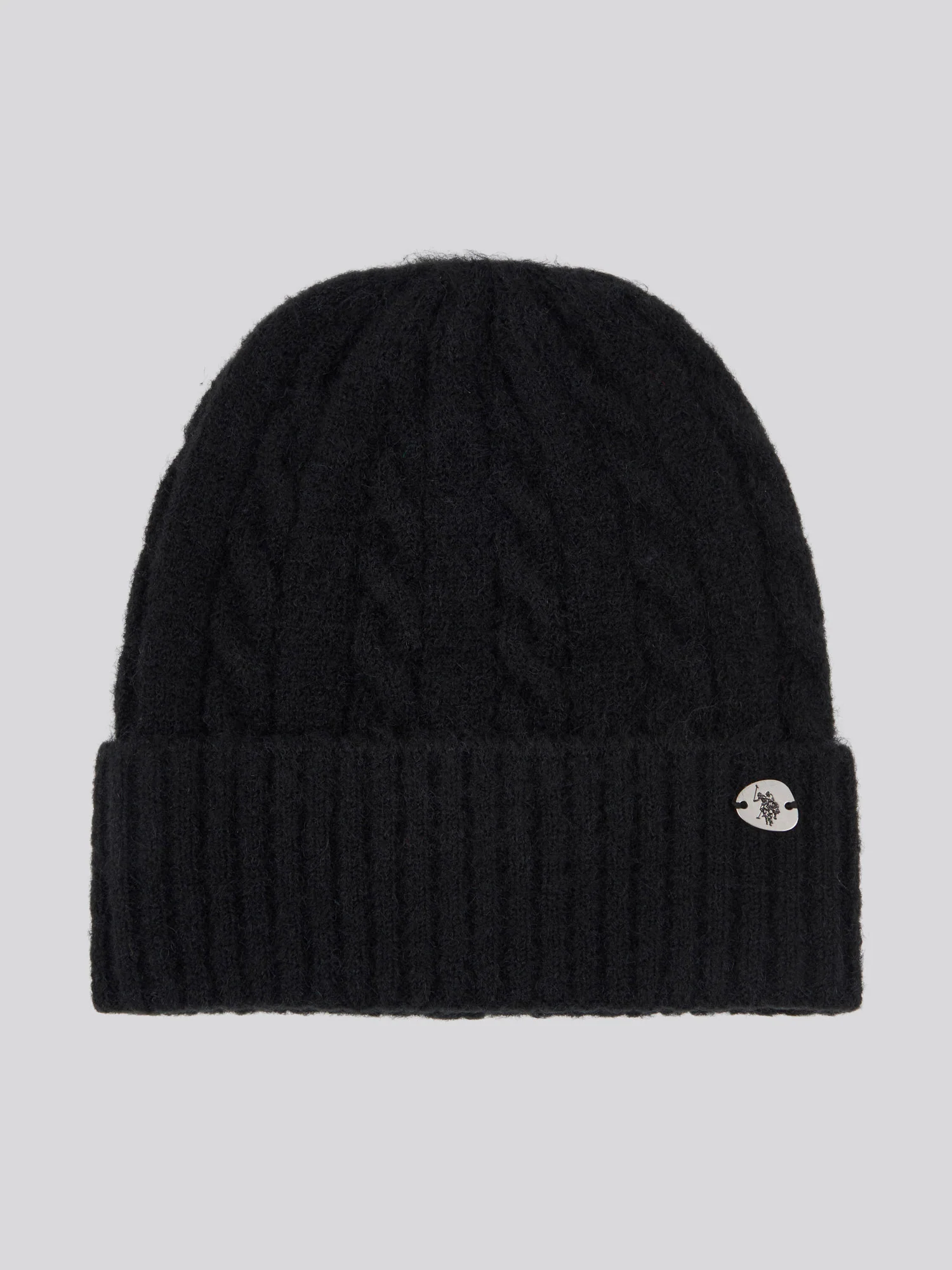 Womens Signature Cable Knit Beanie & Gloves Set in Black - Image 4