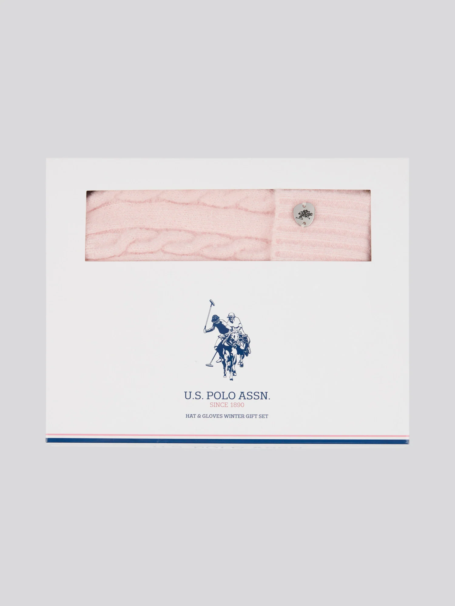 Womens Signature Cable Knit Beanie & Gloves Set in Crystal Rose - Image 3
