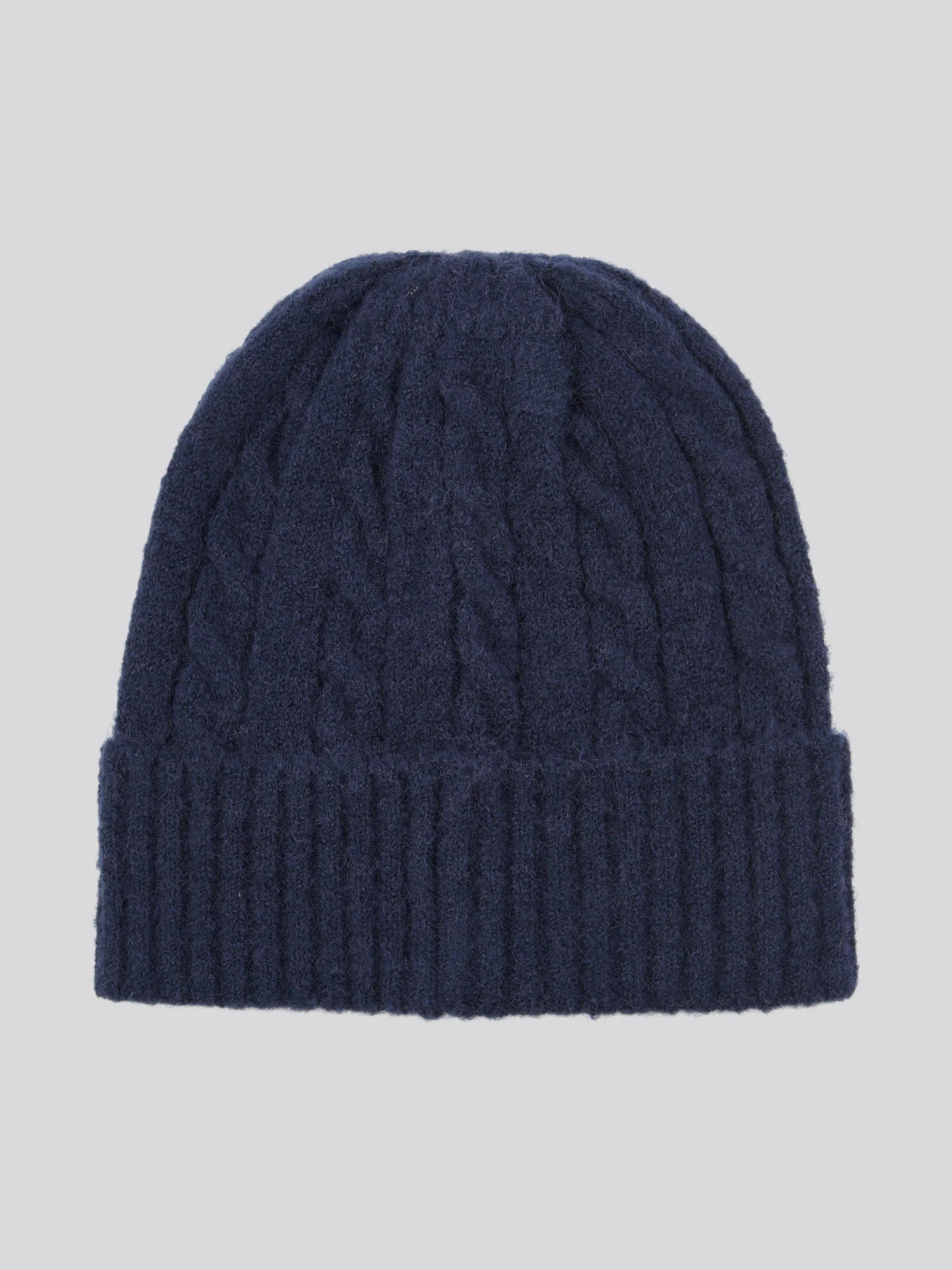 Womens Signature Cable Knit Beanie in Navy Iris - Image 2