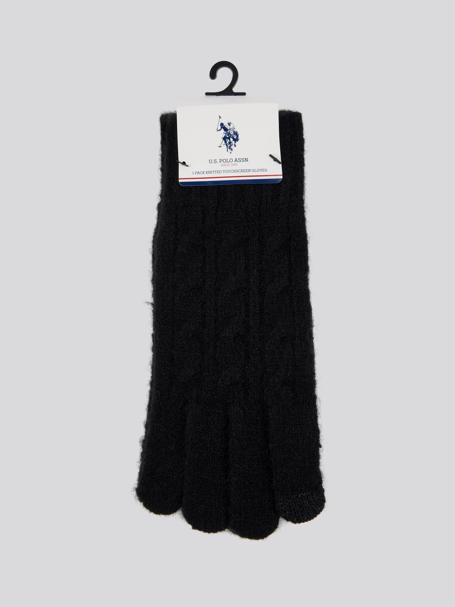 Womens Signature Cable Knit Touchscreen Gloves in Black - Image 2