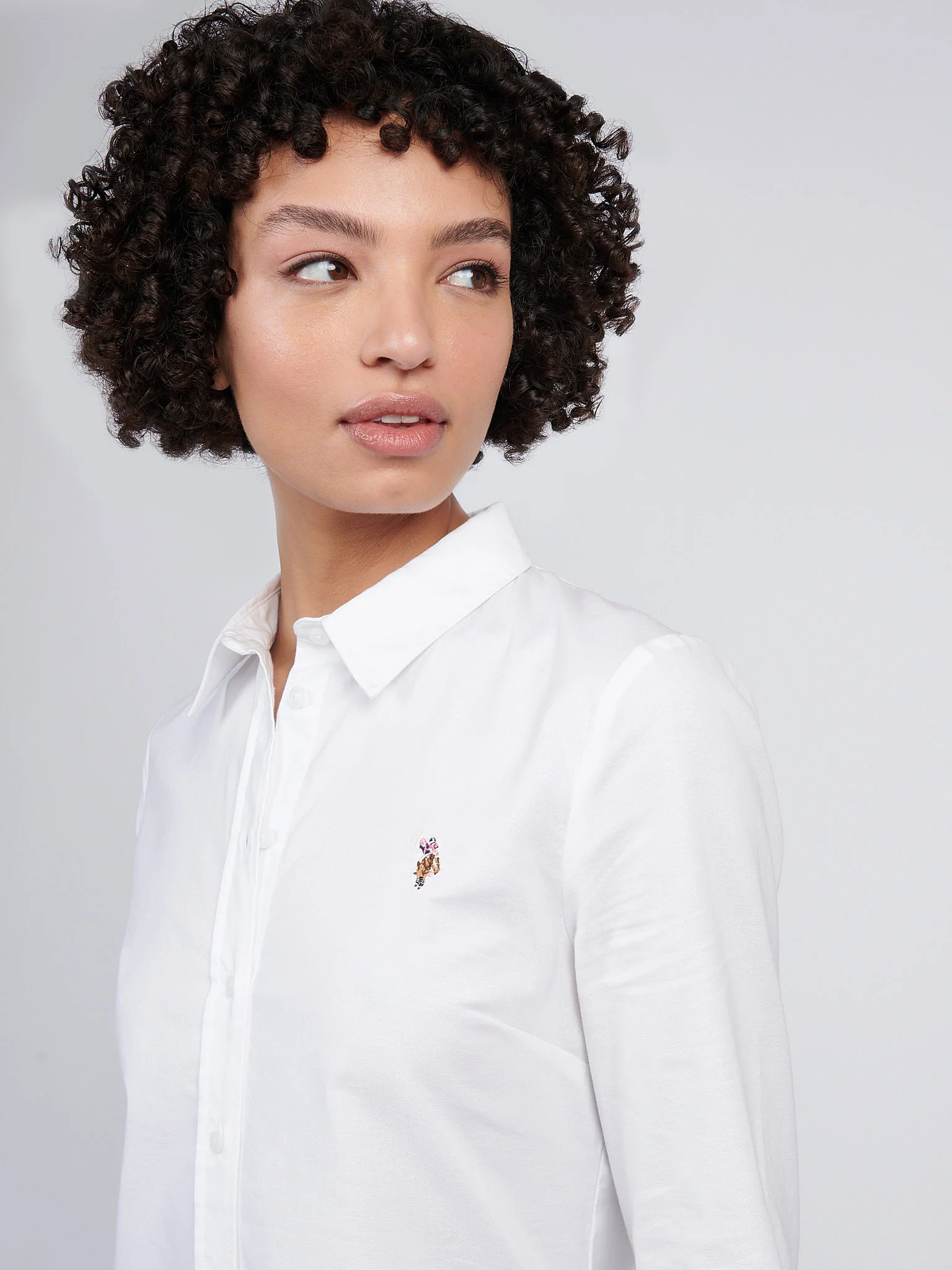 Womens Stretch Classic Fit Oxford Shirt in Bright White - Image 2