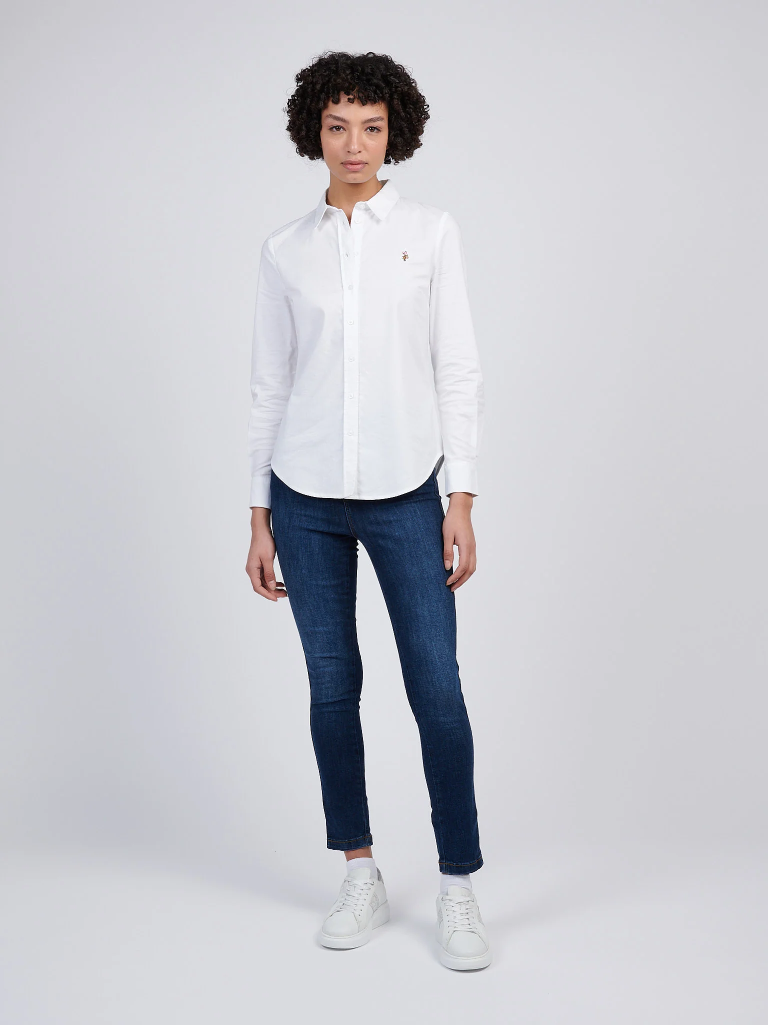 Womens Stretch Classic Fit Oxford Shirt in Bright White - Image 3