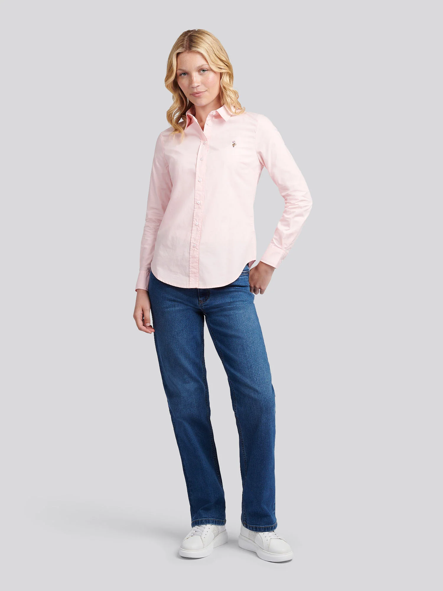 Womens Stretch Classic Fit Oxford Shirt in Crystal Rose - Image 3