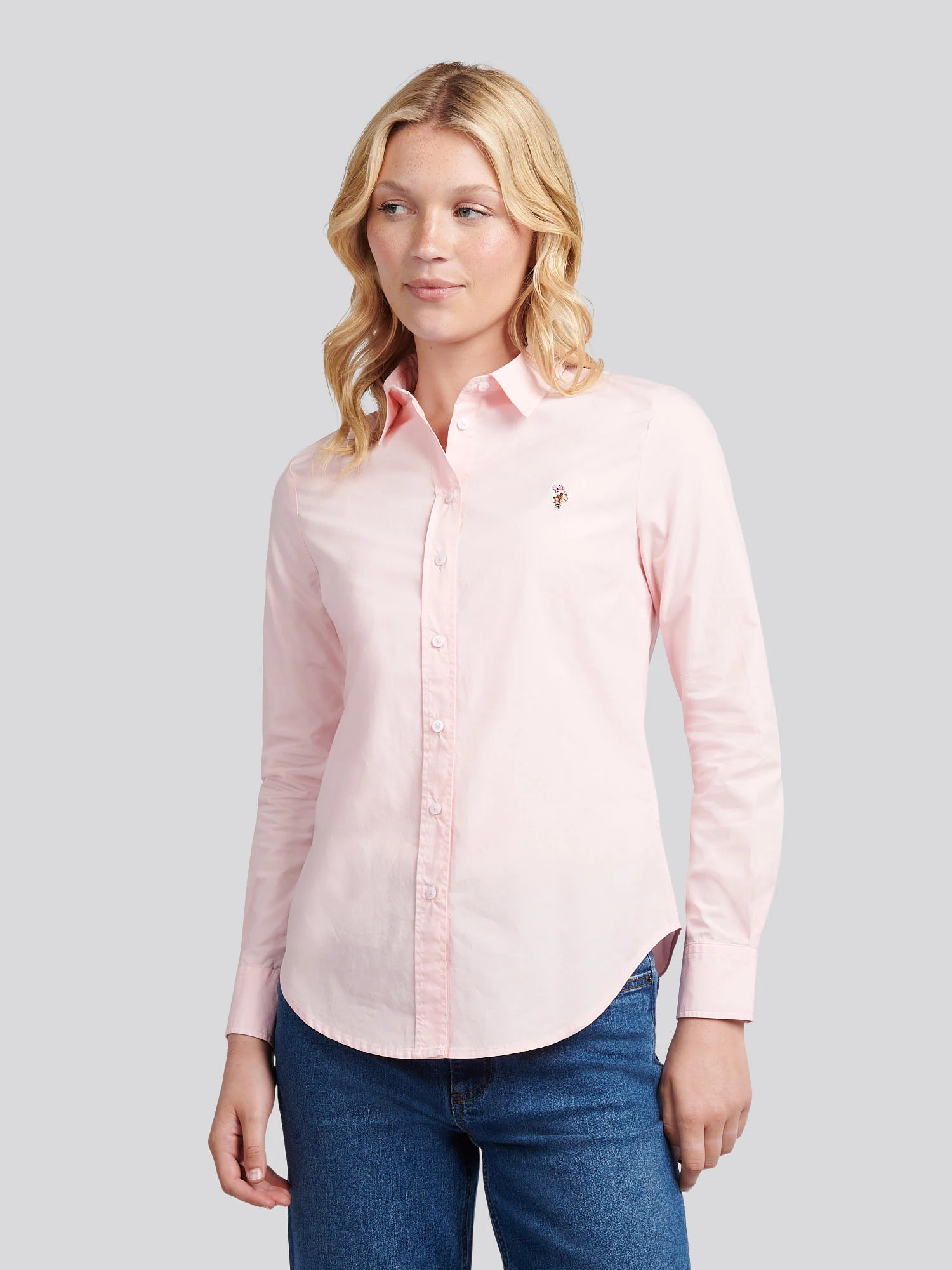 Womens Stretch Classic Fit Oxford Shirt in Crystal Rose - Image 6