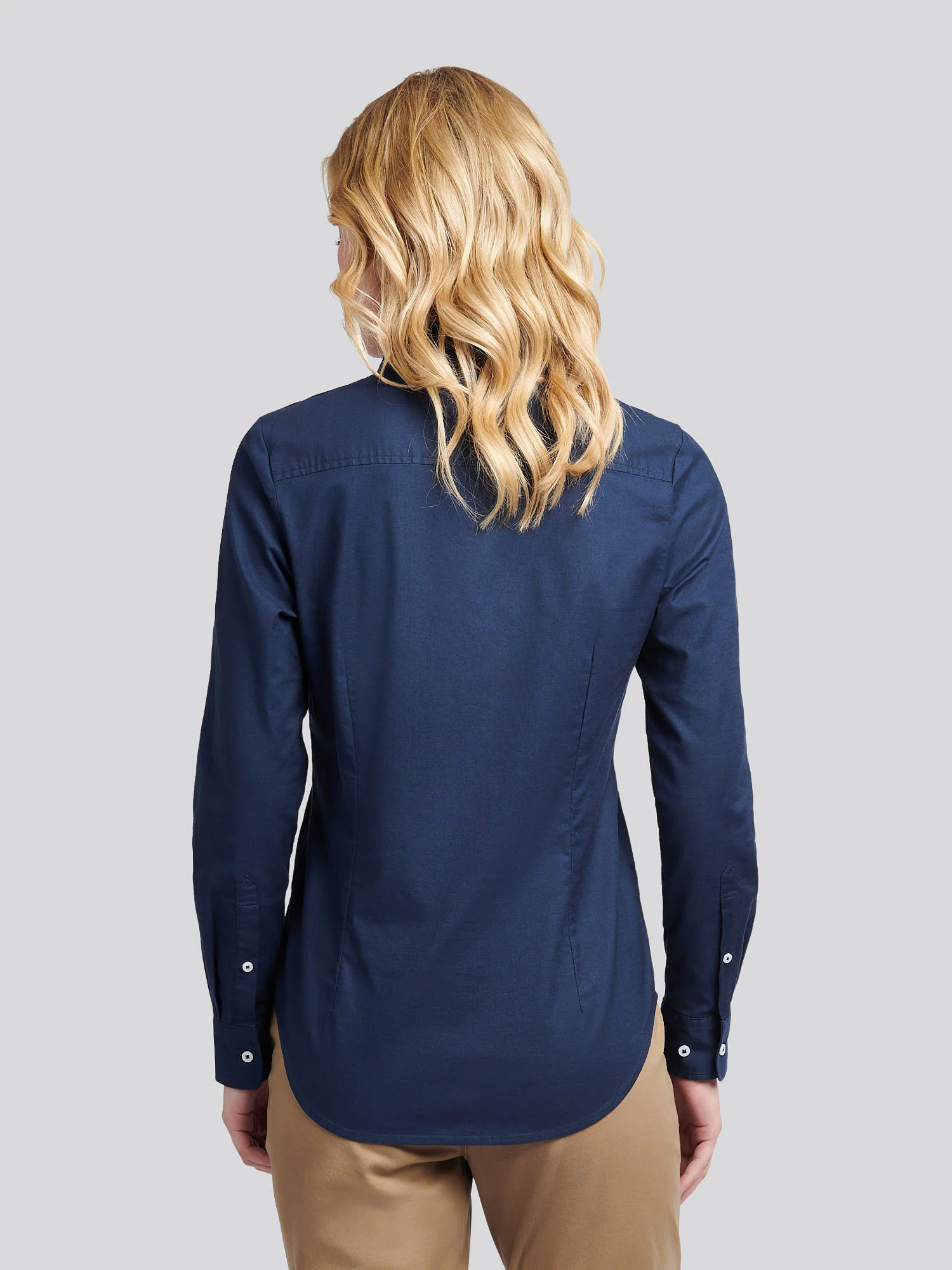 Womens Stretch Classic Fit Oxford Shirt in Navy Iris - Image 4