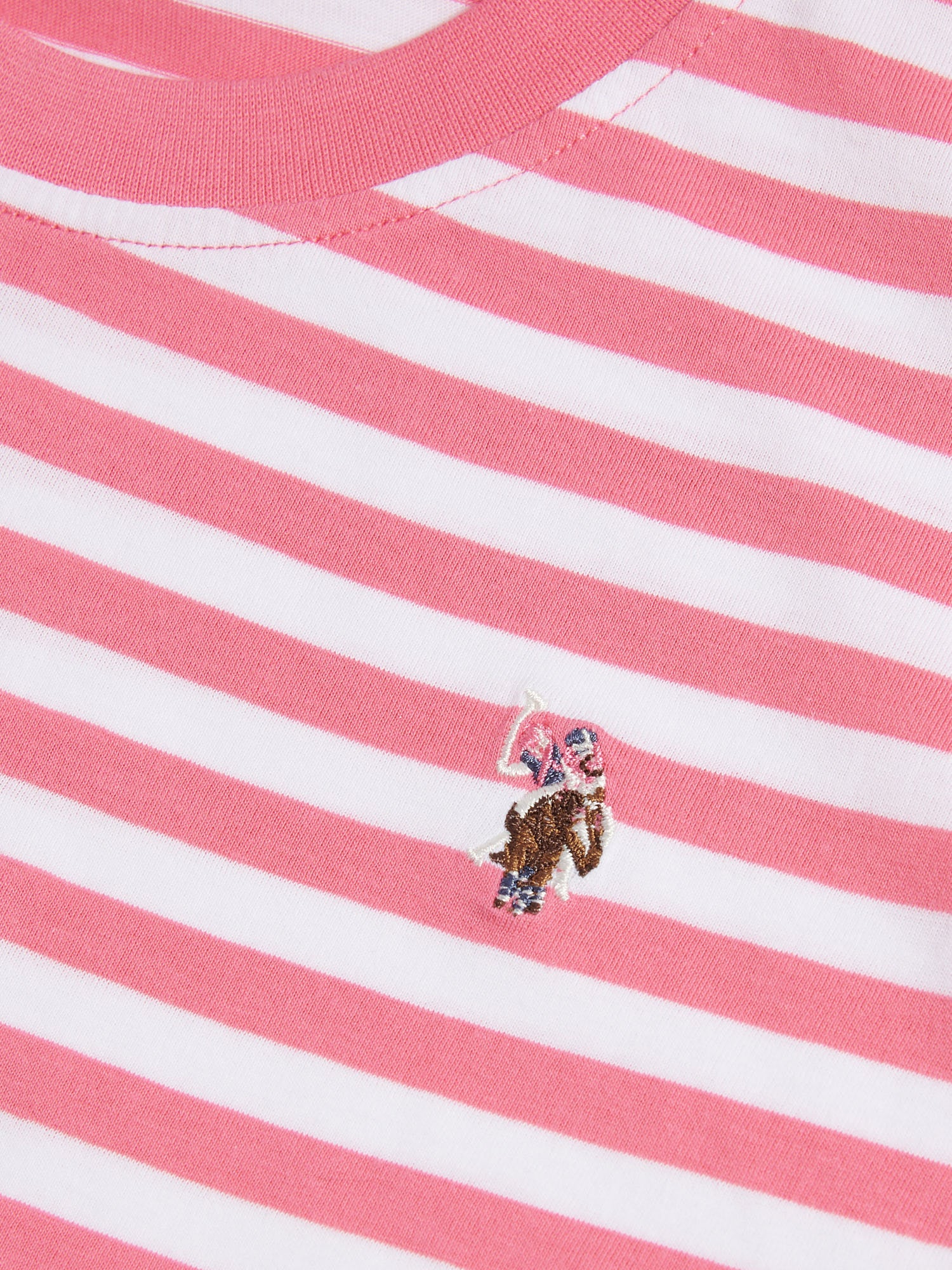 Womens Stripe Crew Neck T-Shirt Bubblegum - Image 7