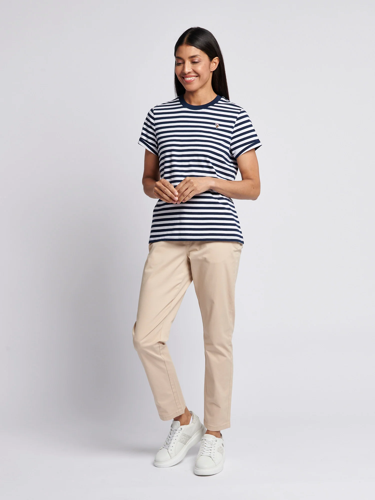 Womens Stripe Crew Neck T-Shirt Navy Iris - Image 3