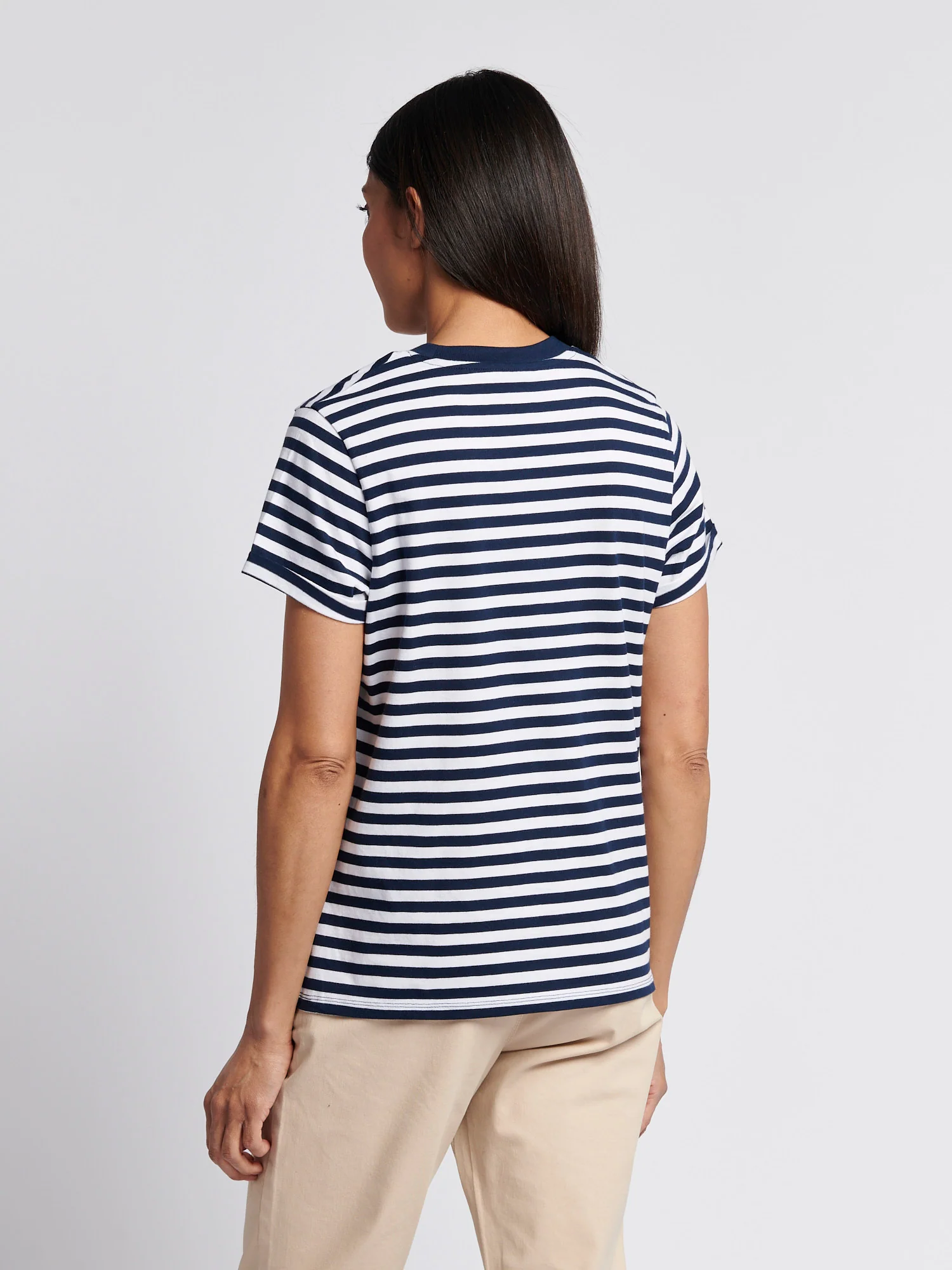 Womens Stripe Crew Neck T-Shirt Navy Iris - Image 4