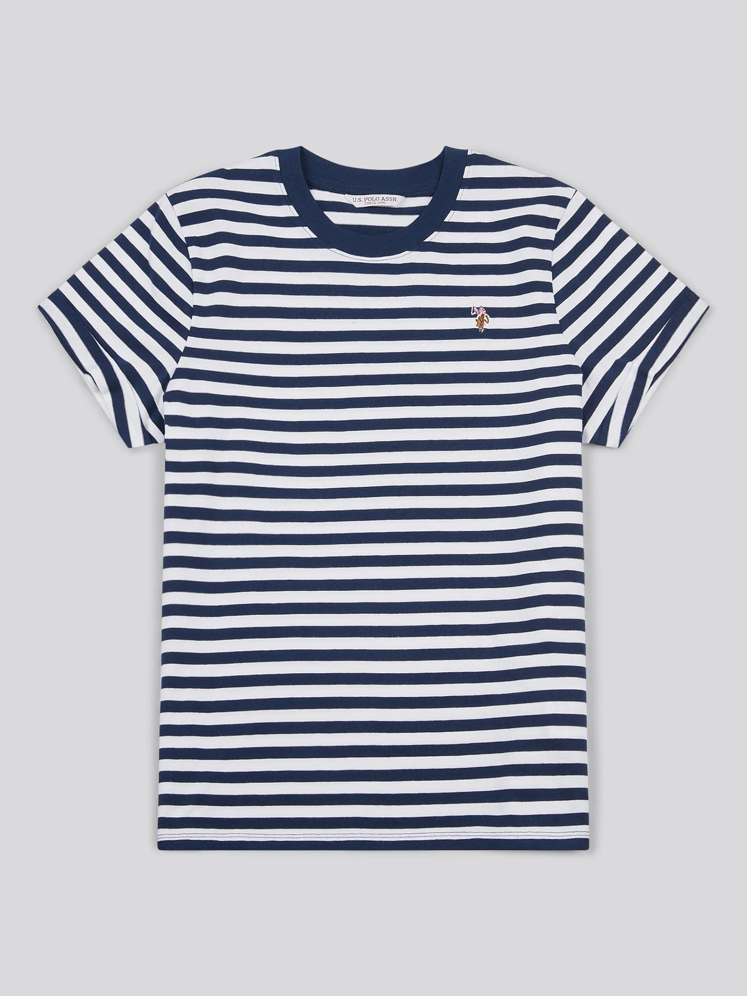 Womens Stripe Crew Neck T-Shirt Navy Iris - Image 5