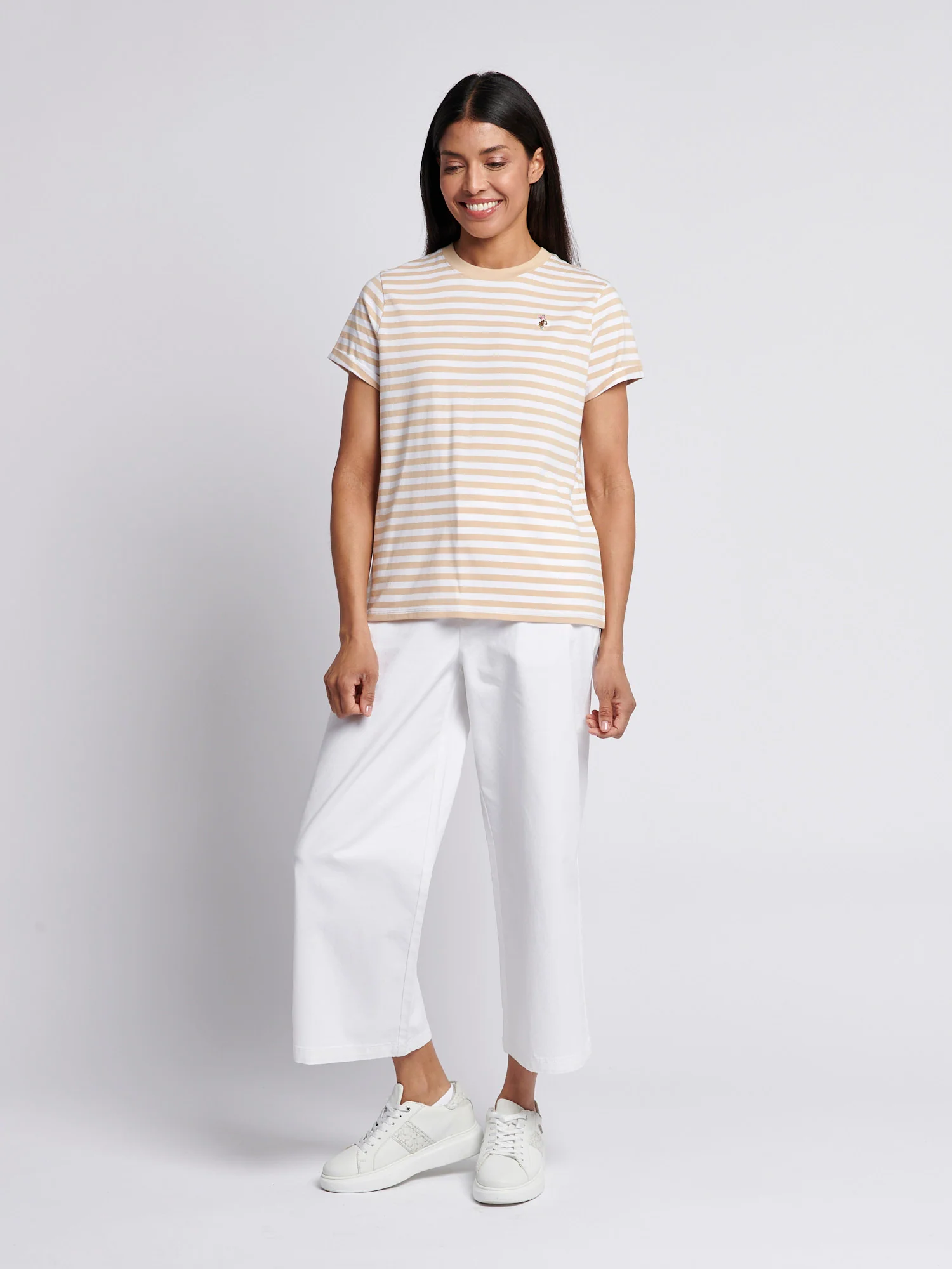 Womens Stripe Crew Neck T-Shirt Smoke Gray - Image 3