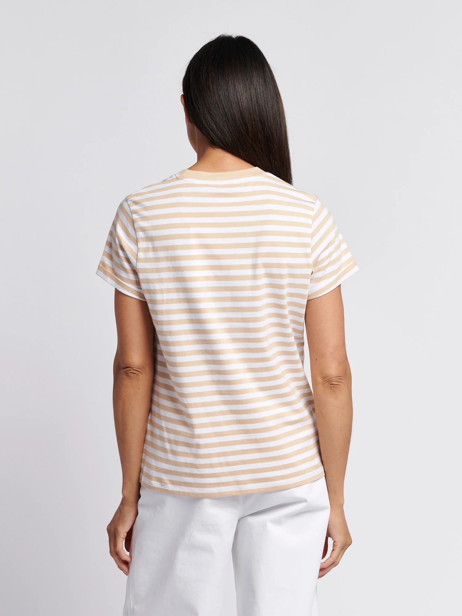Womens Stripe Crew Neck T-Shirt Smoke Gray - Image 4