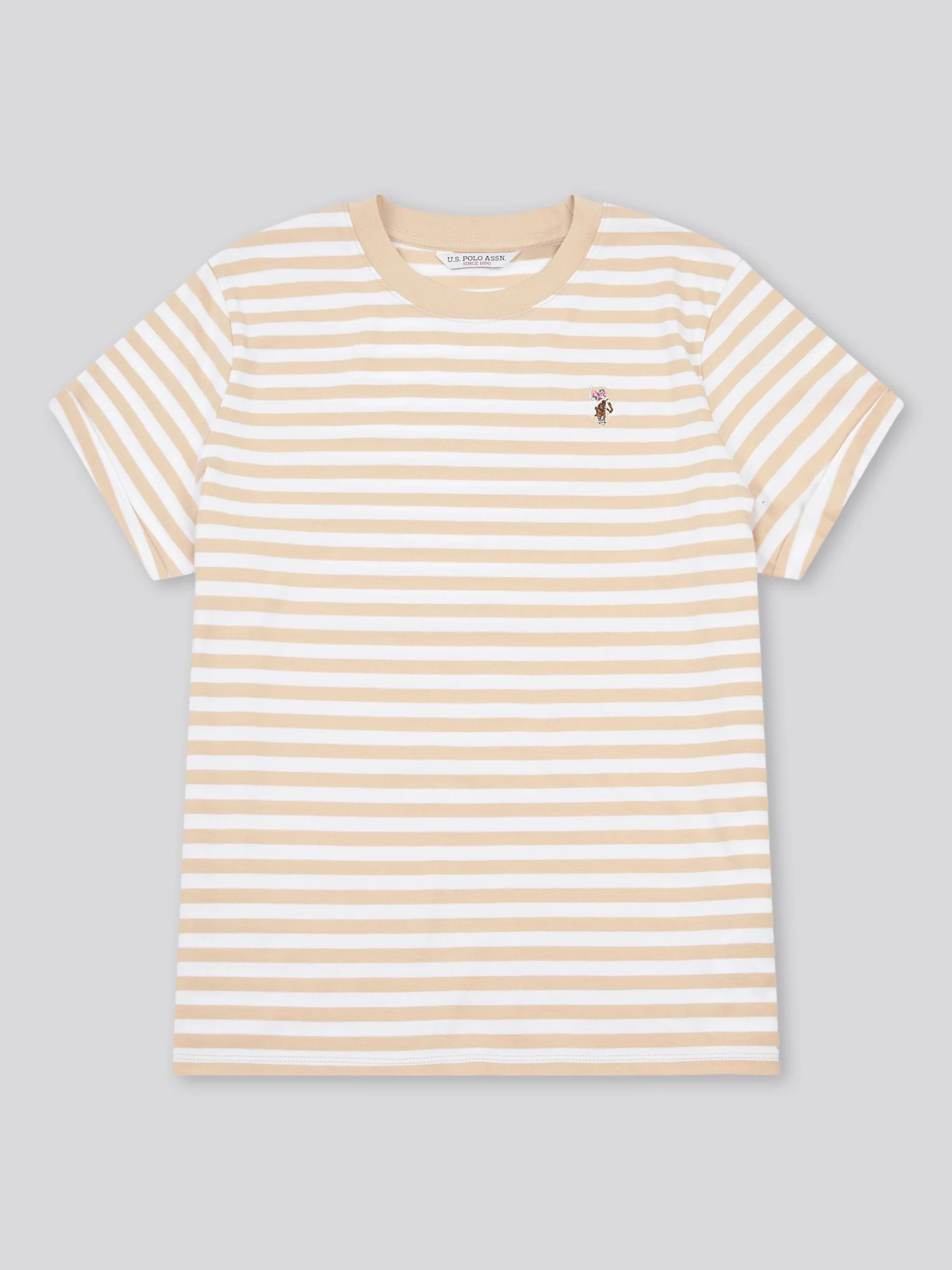 Womens Stripe Crew Neck T-Shirt Smoke Gray - Image 5