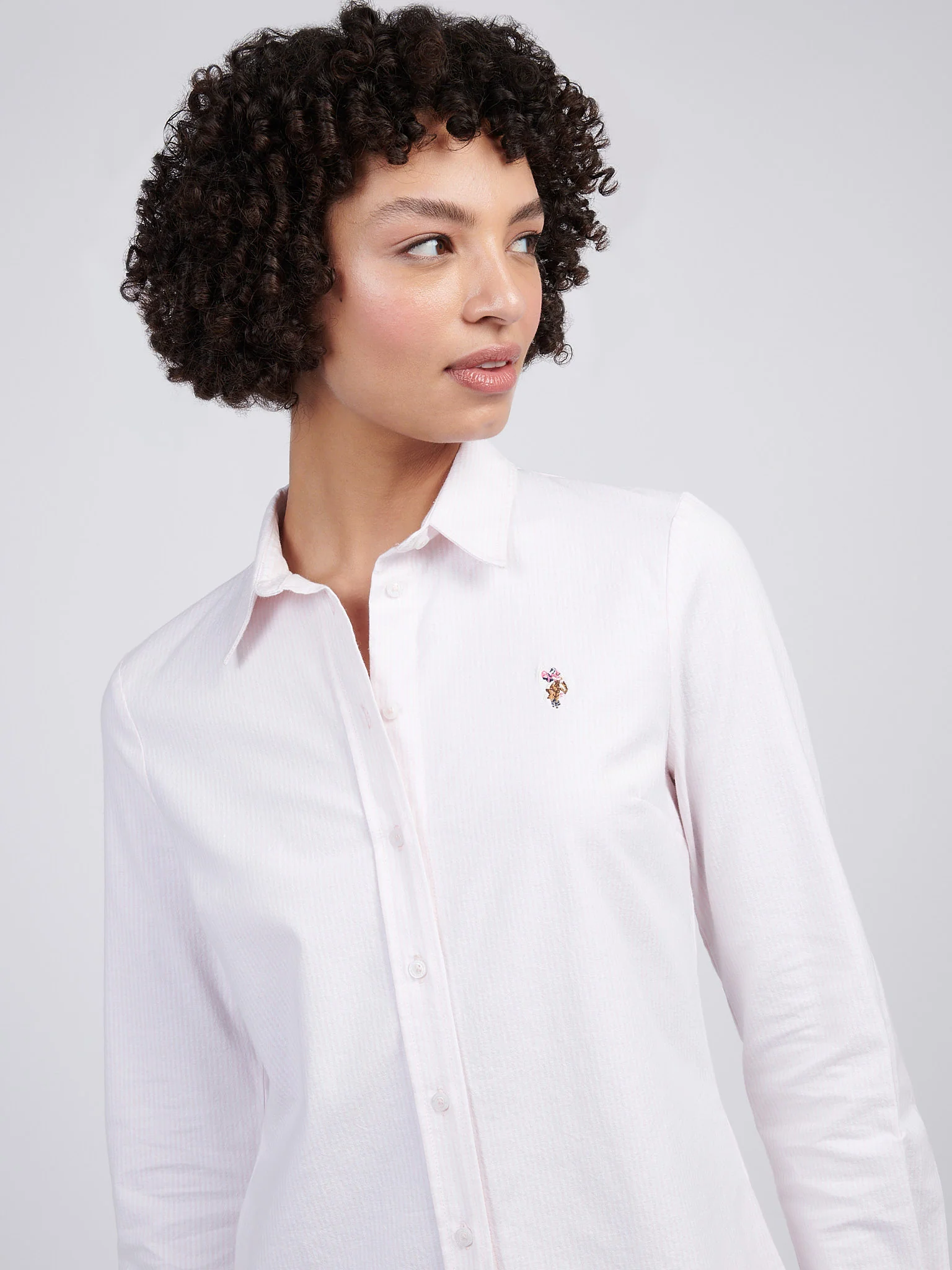 Womens Stripe Stretch Classic Fit Oxford Shirt Crystal Rose - Image 9