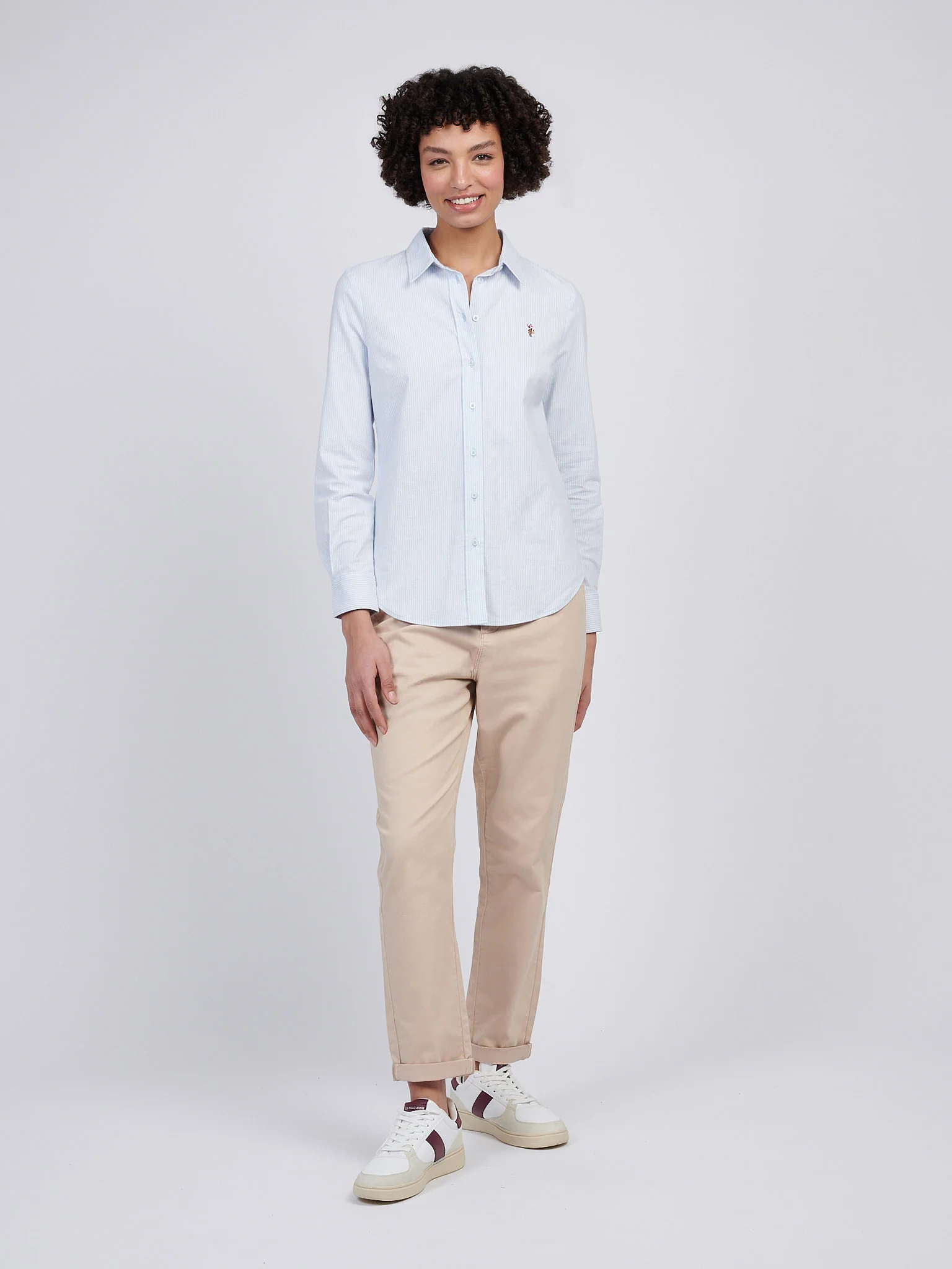 Womens Stripe Stretch Classic Fit Oxford Shirt Windsurfer - Image 3