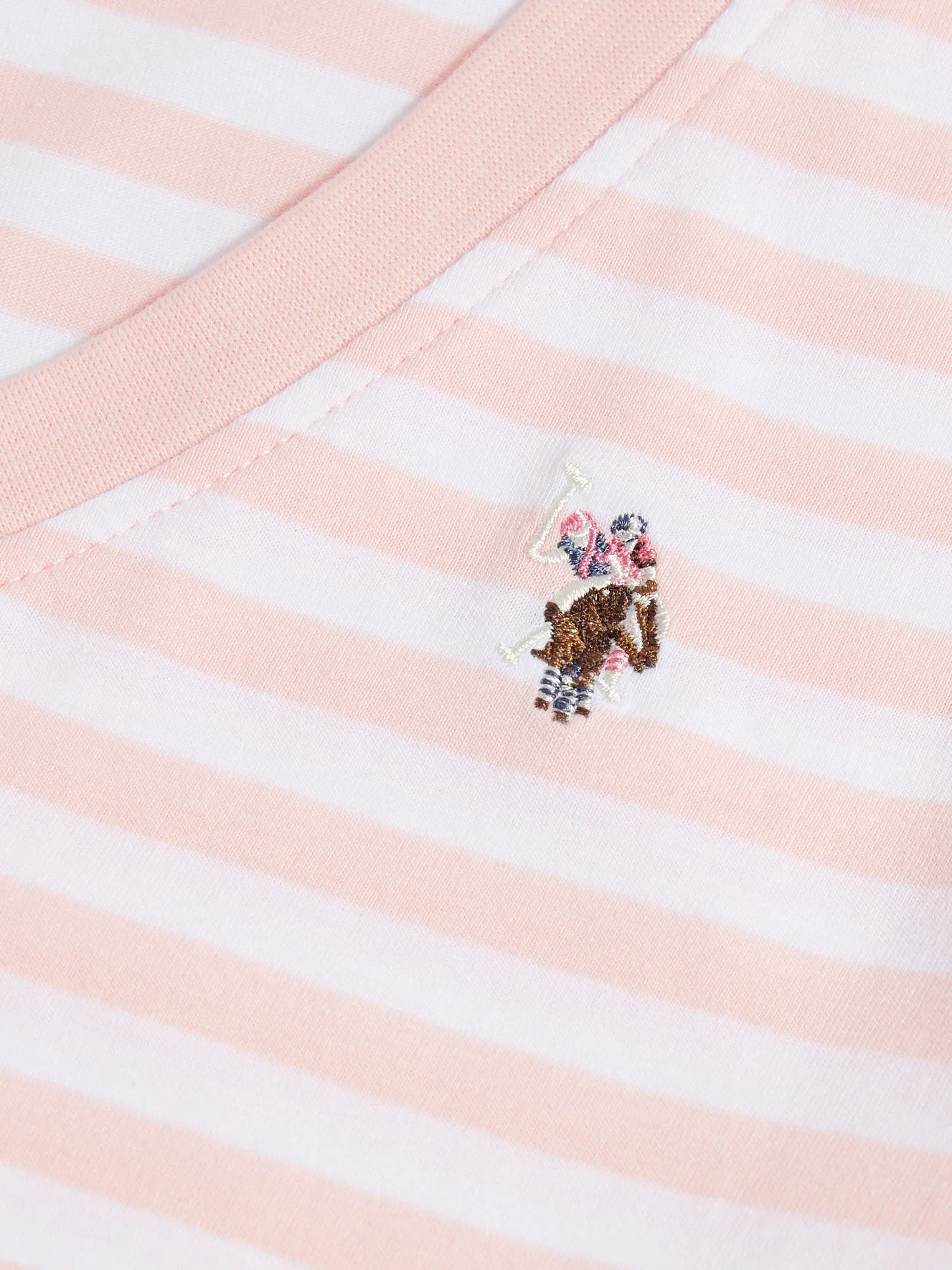 Womens Stripe V-Neck Neck T-Shirt Crystal Rose - Image 8