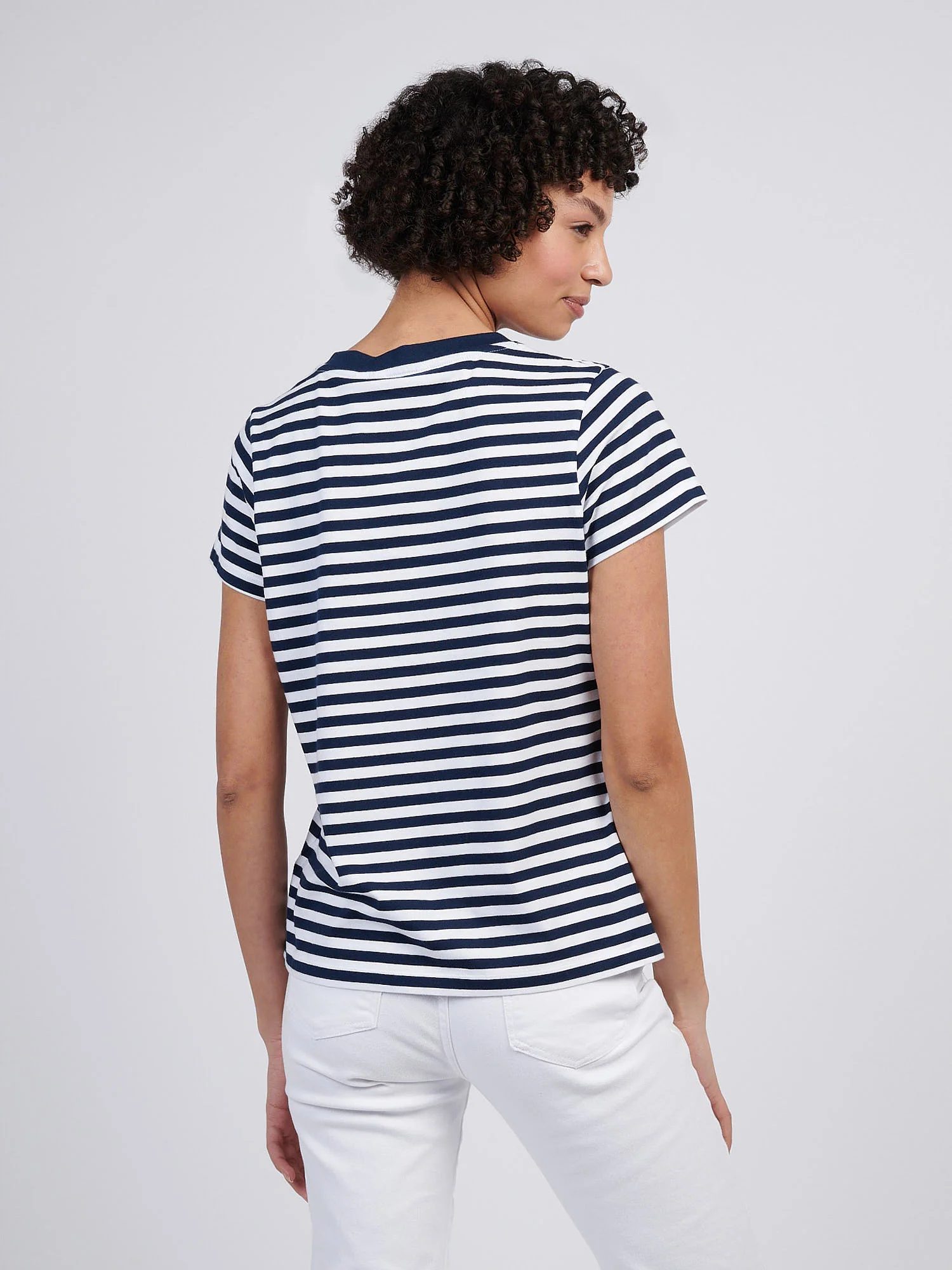 Womens Stripe V-Neck Neck T-Shirt Navy Iris - Image 4