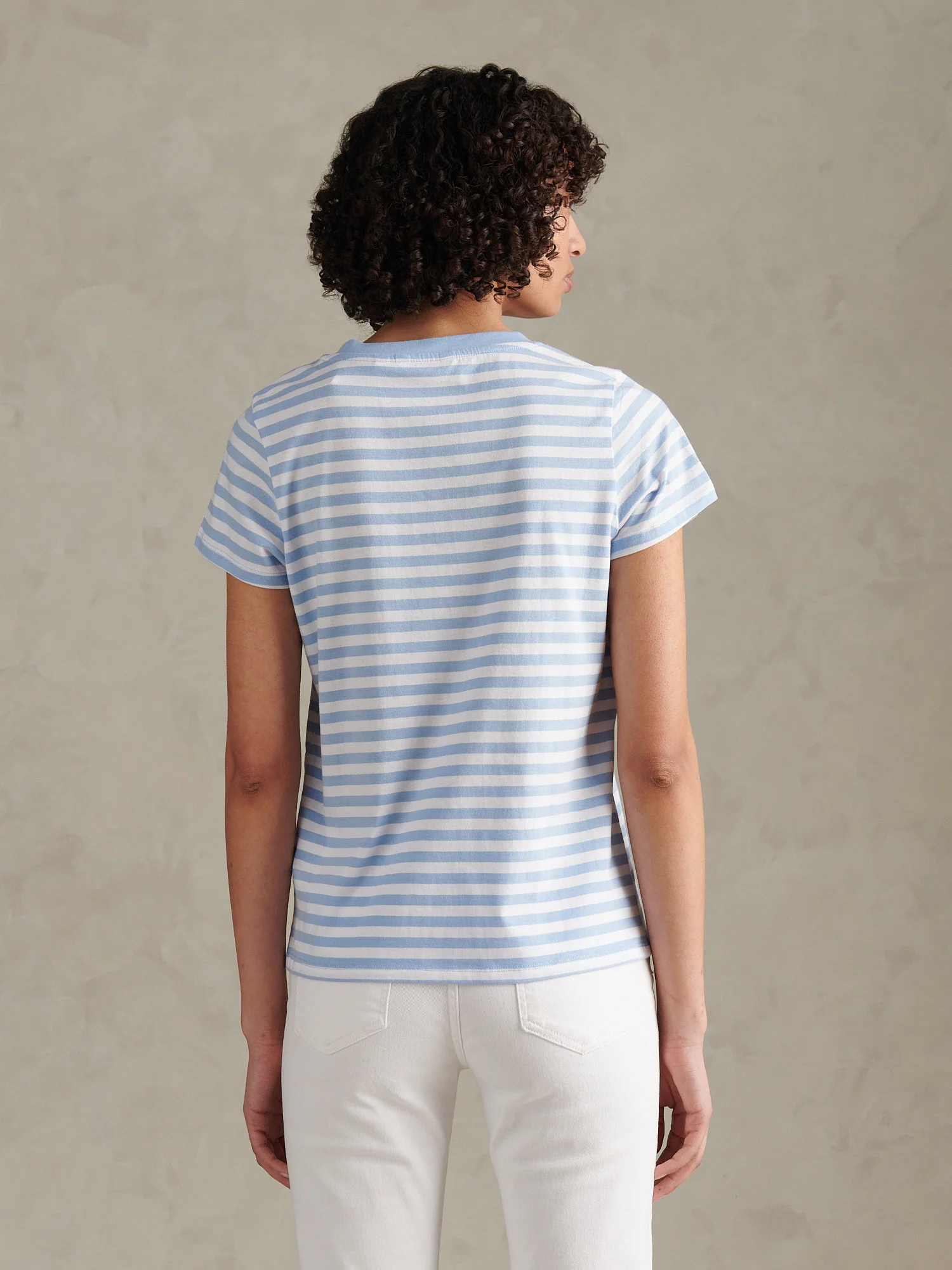 Womens Stripe V-Neck Neck T-Shirt Open Air - Image 4
