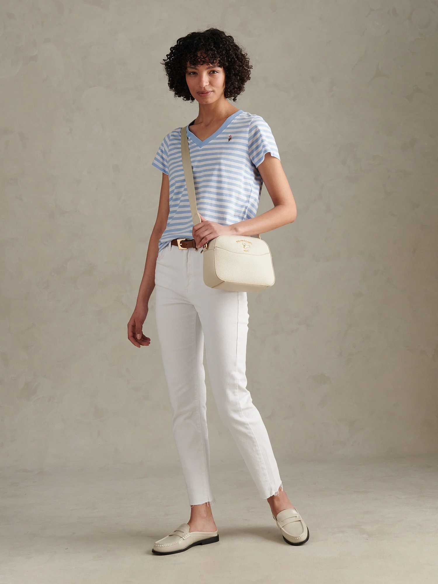 Womens Stripe V-Neck Neck T-Shirt Open Air - Image 6
