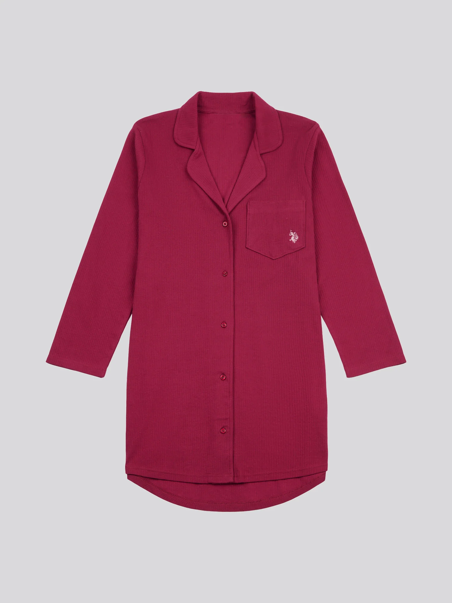 Womens Supersoft Rib Pyjama Shirt in Beet Red - Image 5