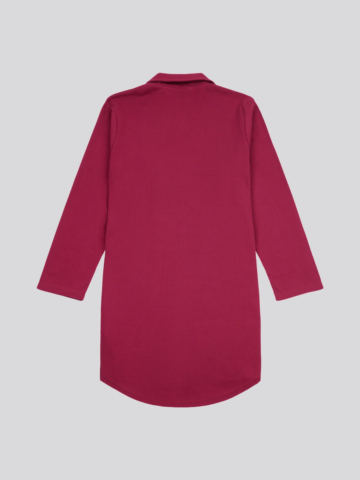 Womens Supersoft Rib Pyjama Shirt in Beet Red - Image 6