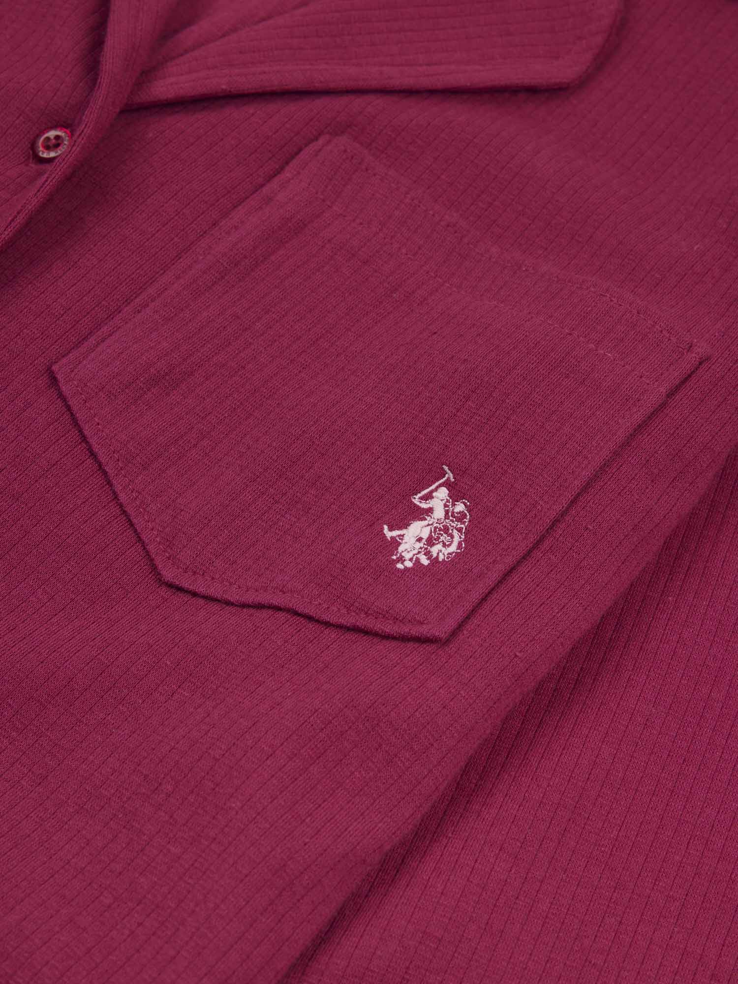 Womens Supersoft Rib Pyjama Shirt in Beet Red - Image 7