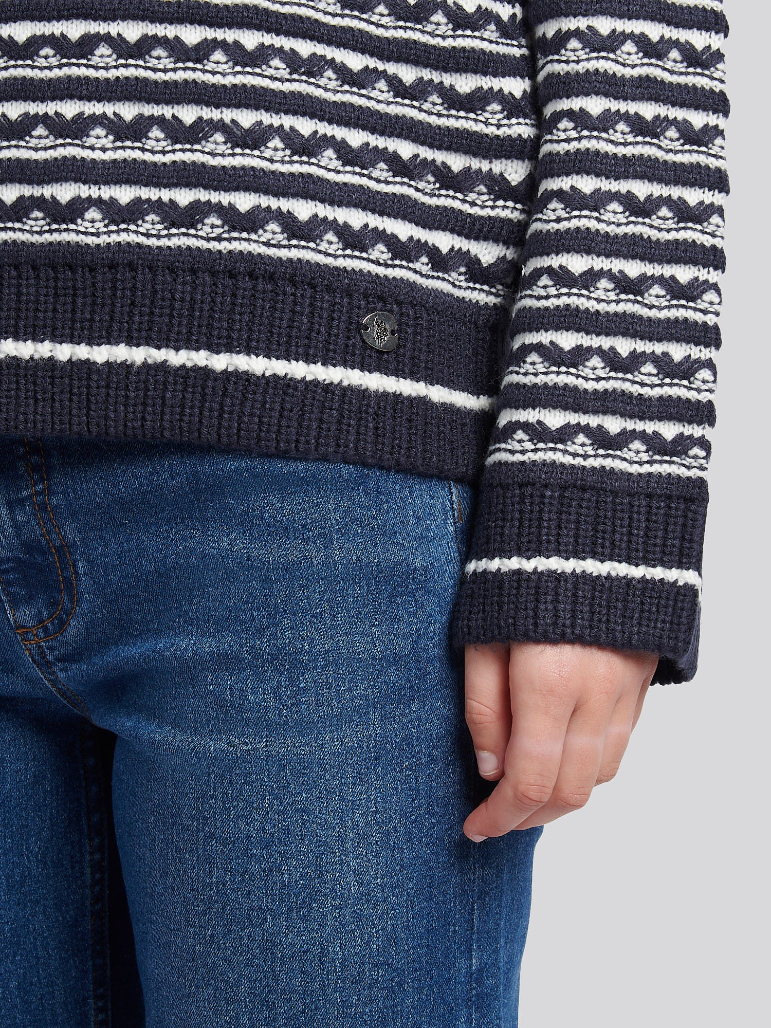 Womens Textured Stripe Jumper in Navy Iris - Image 2