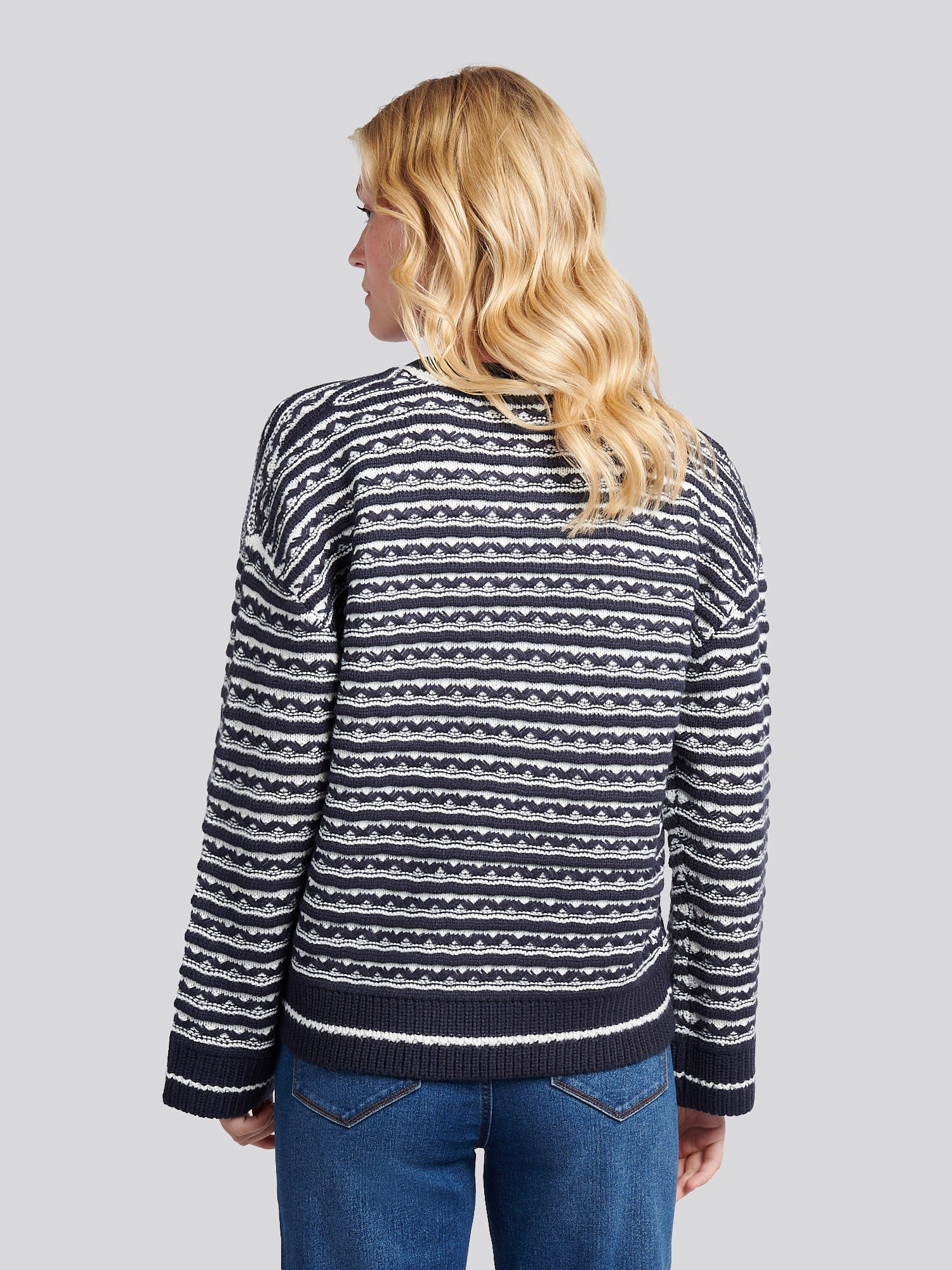 Womens Textured Stripe Jumper in Navy Iris - Image 4