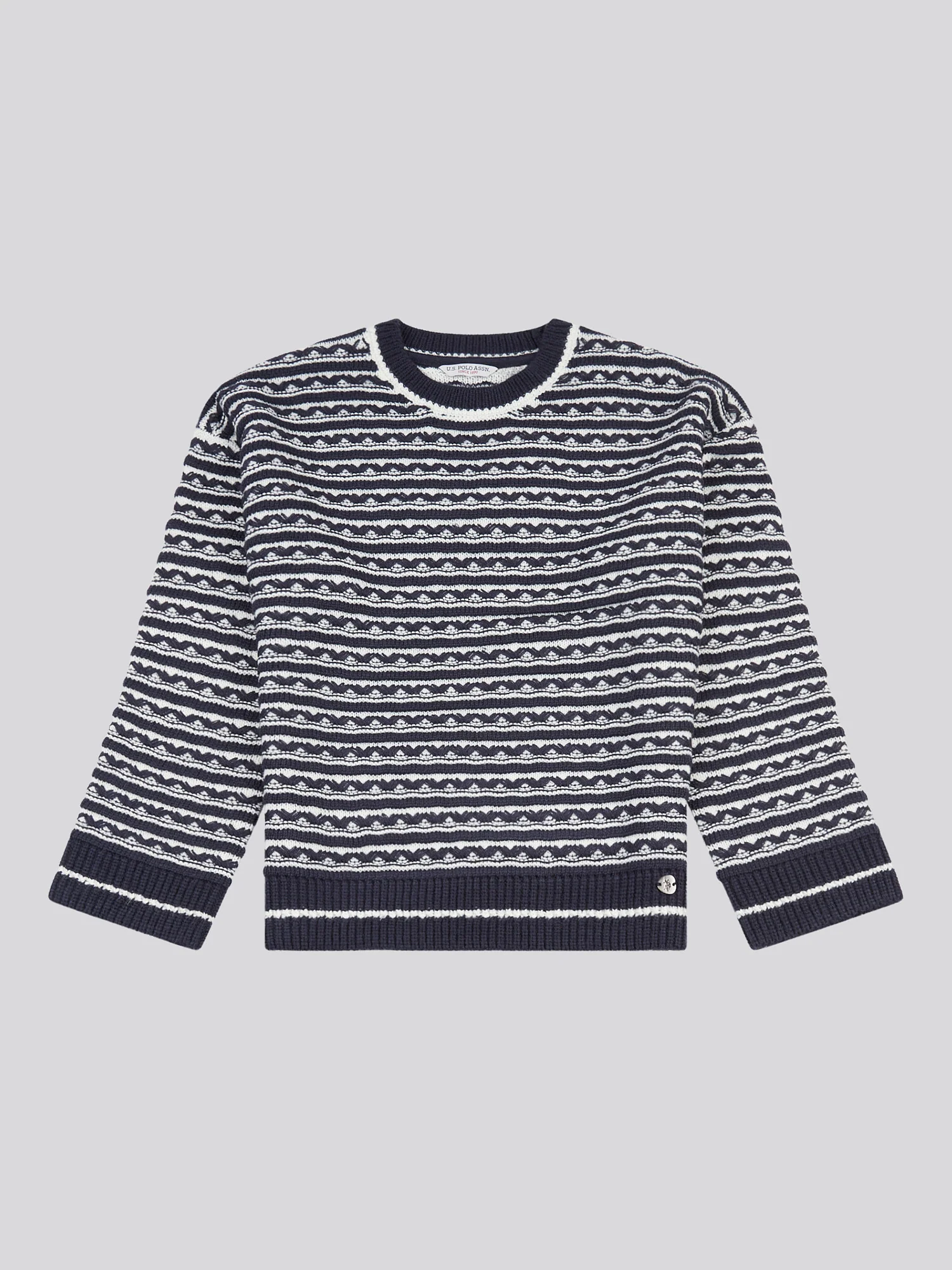 Womens Textured Stripe Jumper in Navy Iris - Image 5