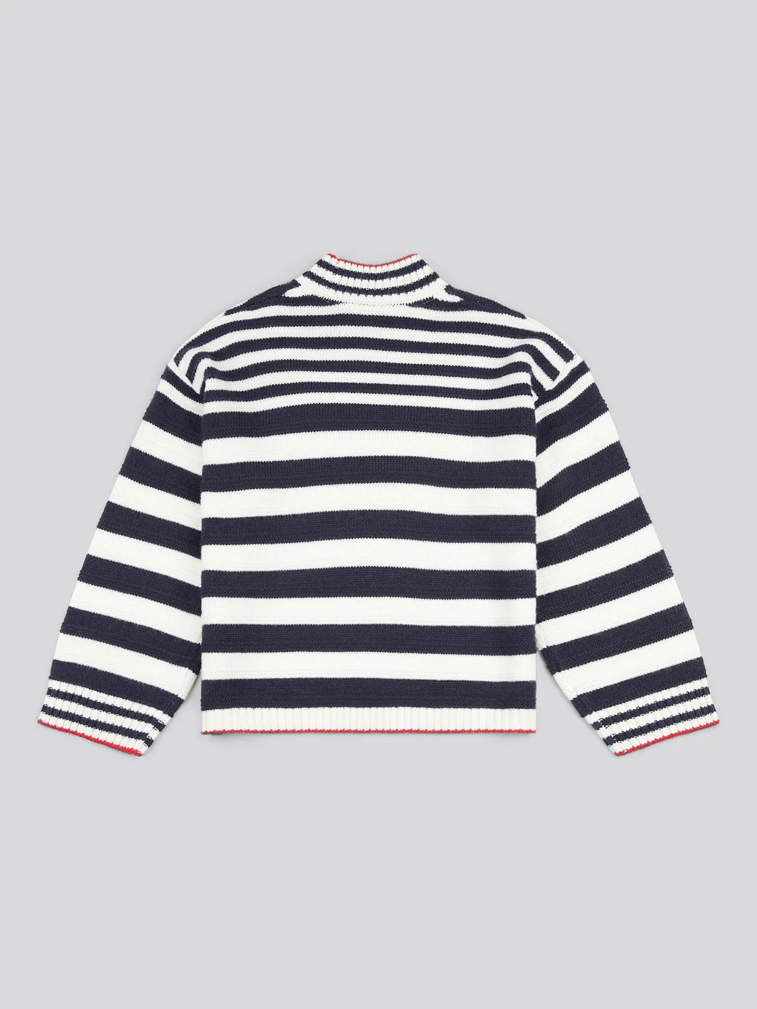 Womens Textured Stripe Mock Neck Jumper in Marshmallow - Image 6