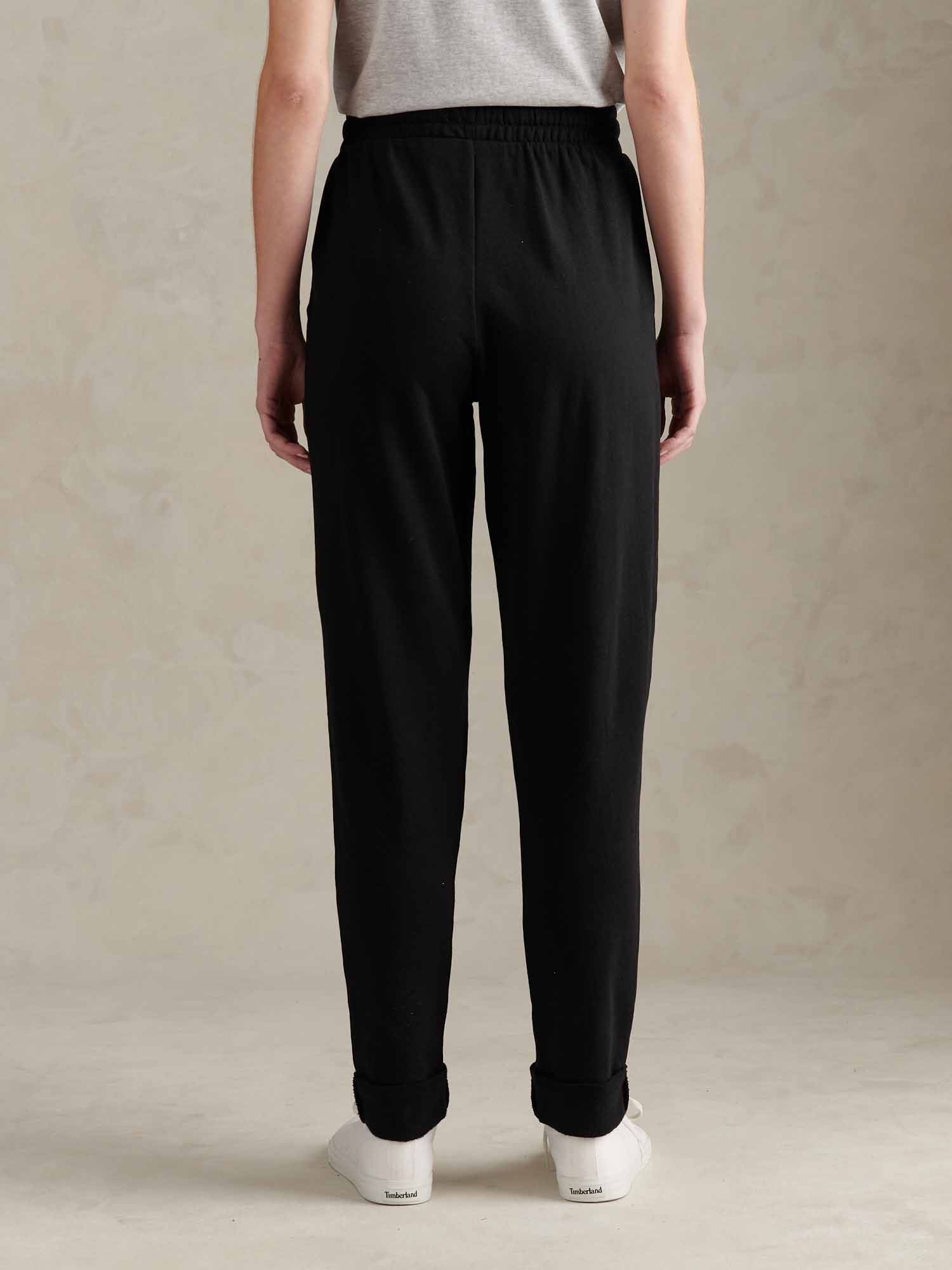Womens Tonal Double Horsemen Roll Cuff Jogger in Black - Image 4