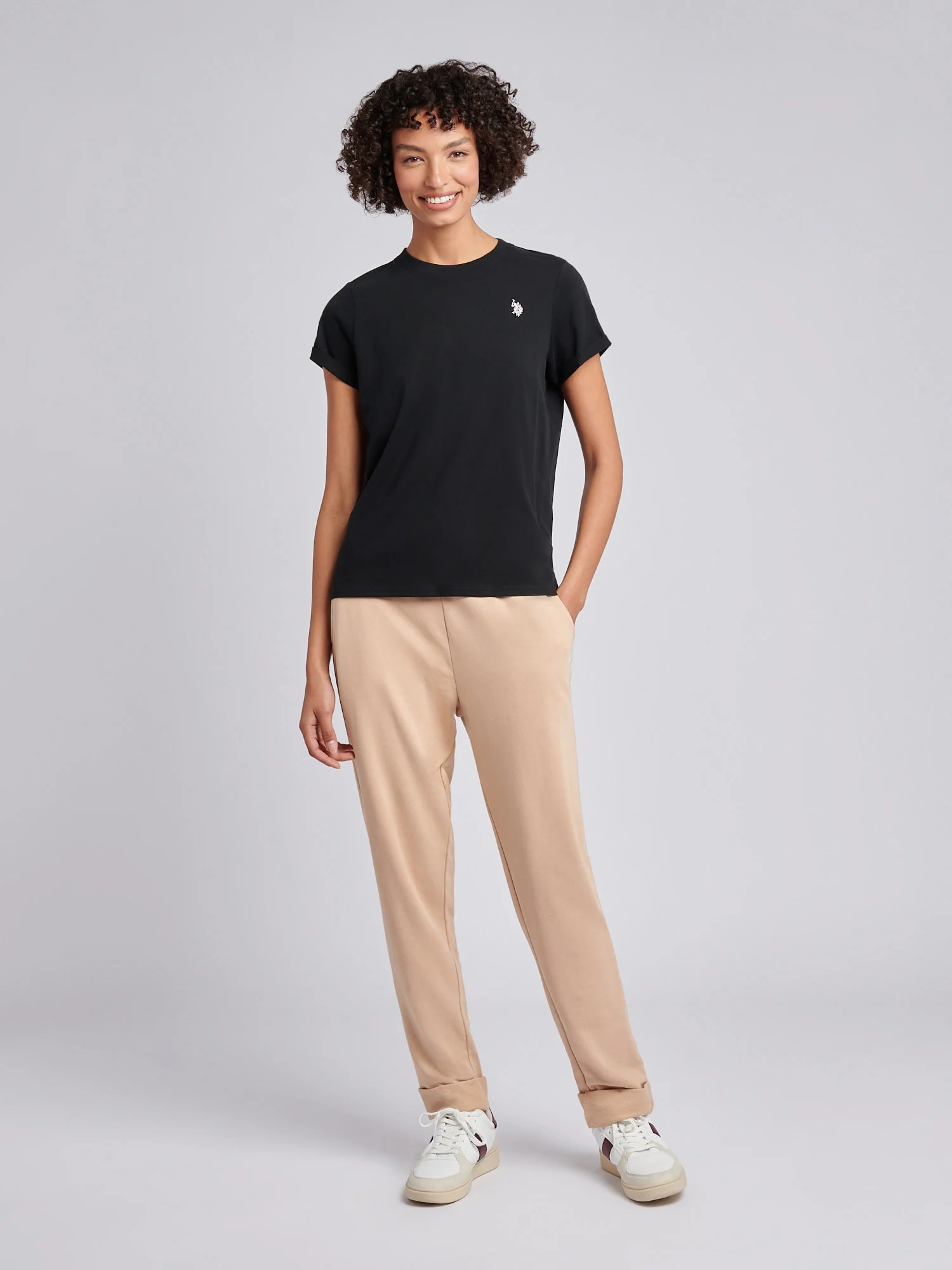 Womens Tonal Double Horsemen Roll Cuff Jogger in Cuban Sand - Image 3