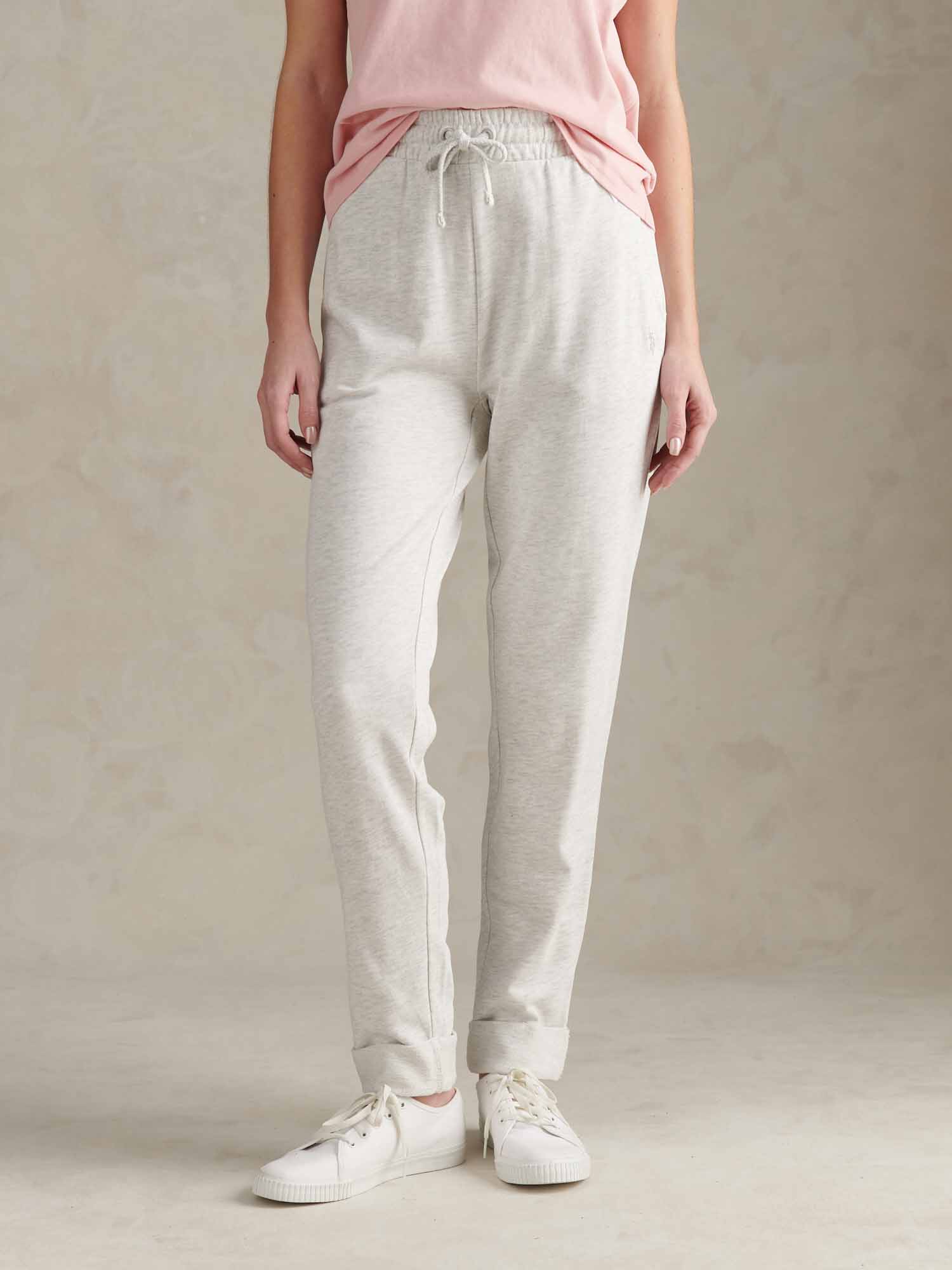 Womens Tonal Double Horsemen Roll Cuff Jogger in Light Grey Marl WUP